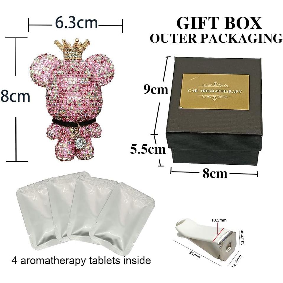 Ambientador de coche Oso de Strass XINJIAN AB Rosa 6.3x8cm