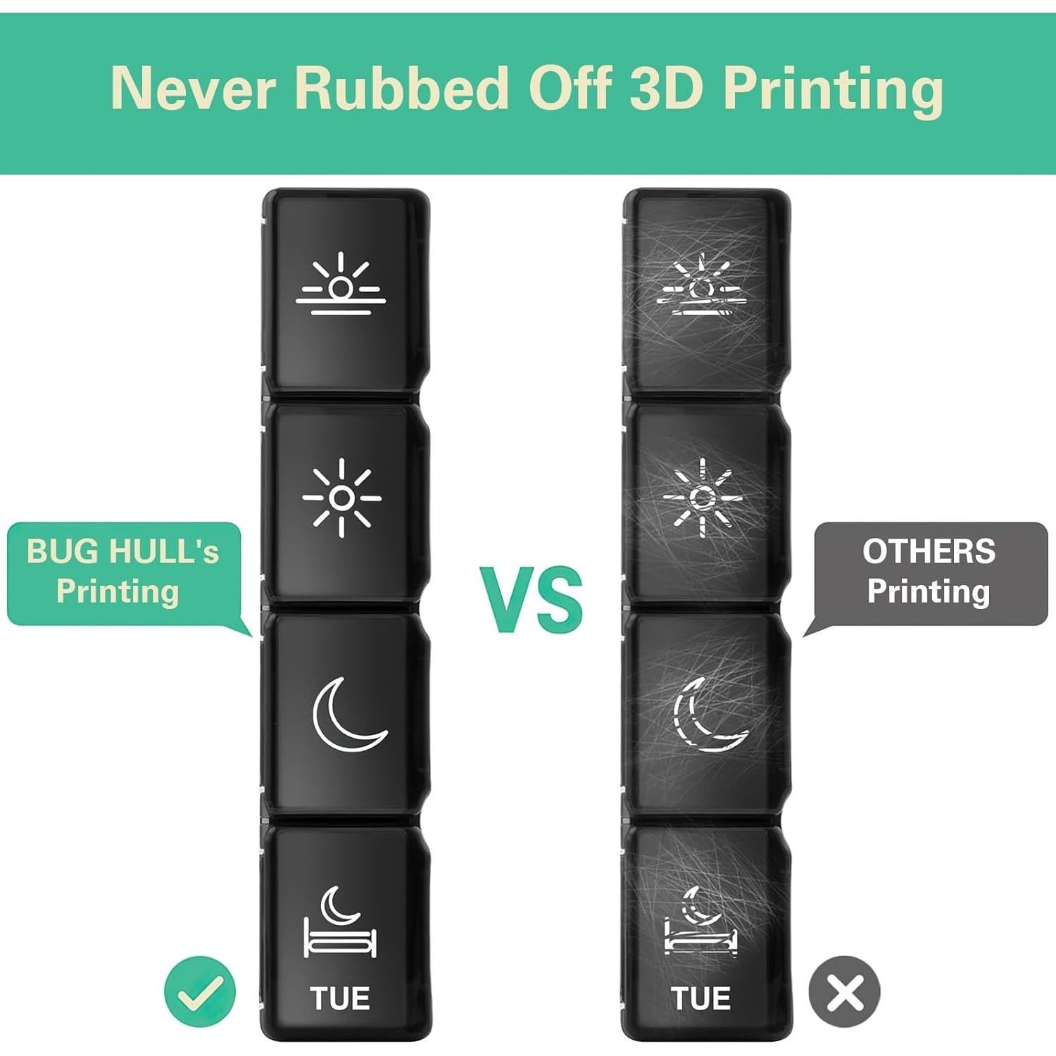 Organizador de Pastillas Grande BUG HULL XL 7 Días Negro