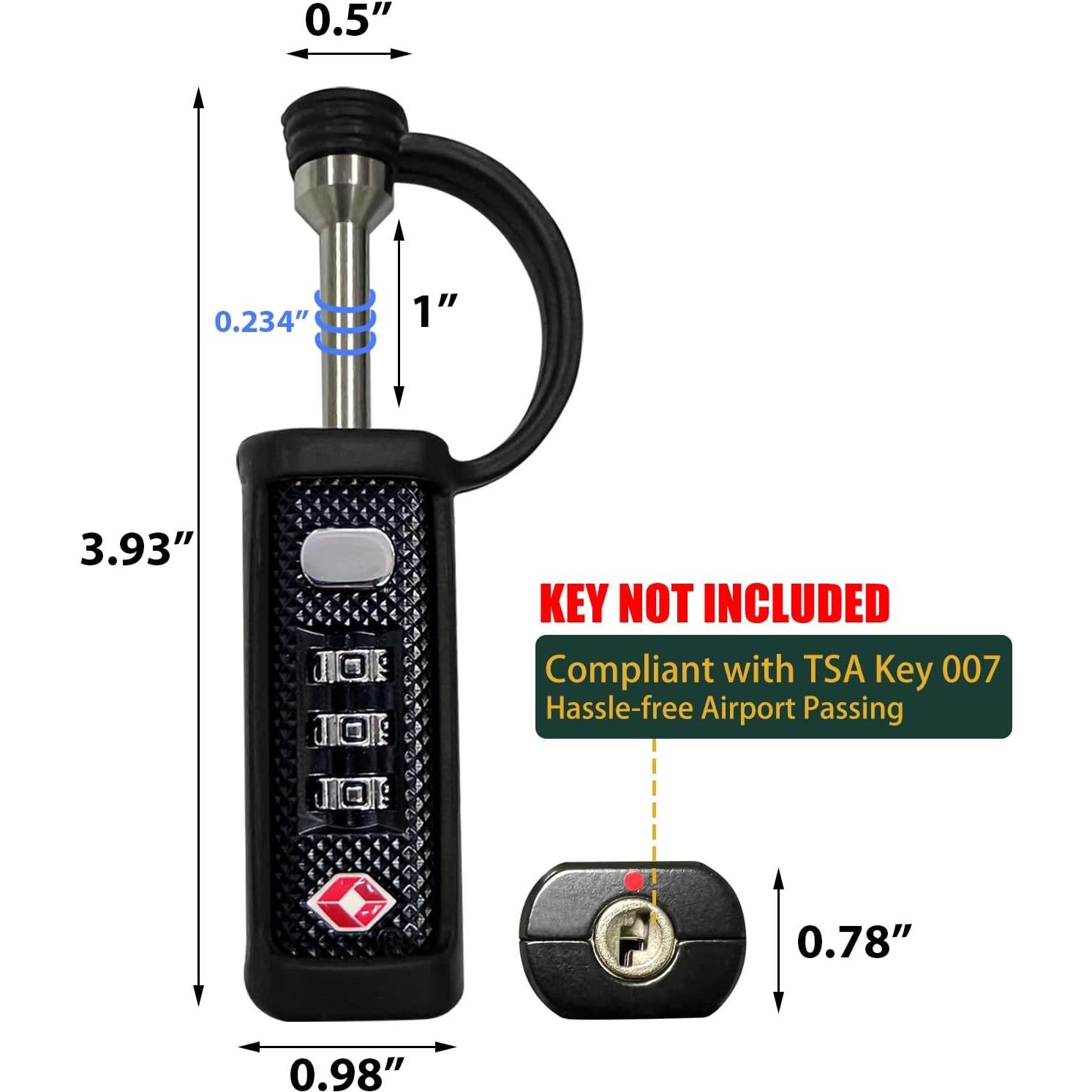 Candados TSA para Funda de Arma LAFENLIN - 4 Paquete Negro