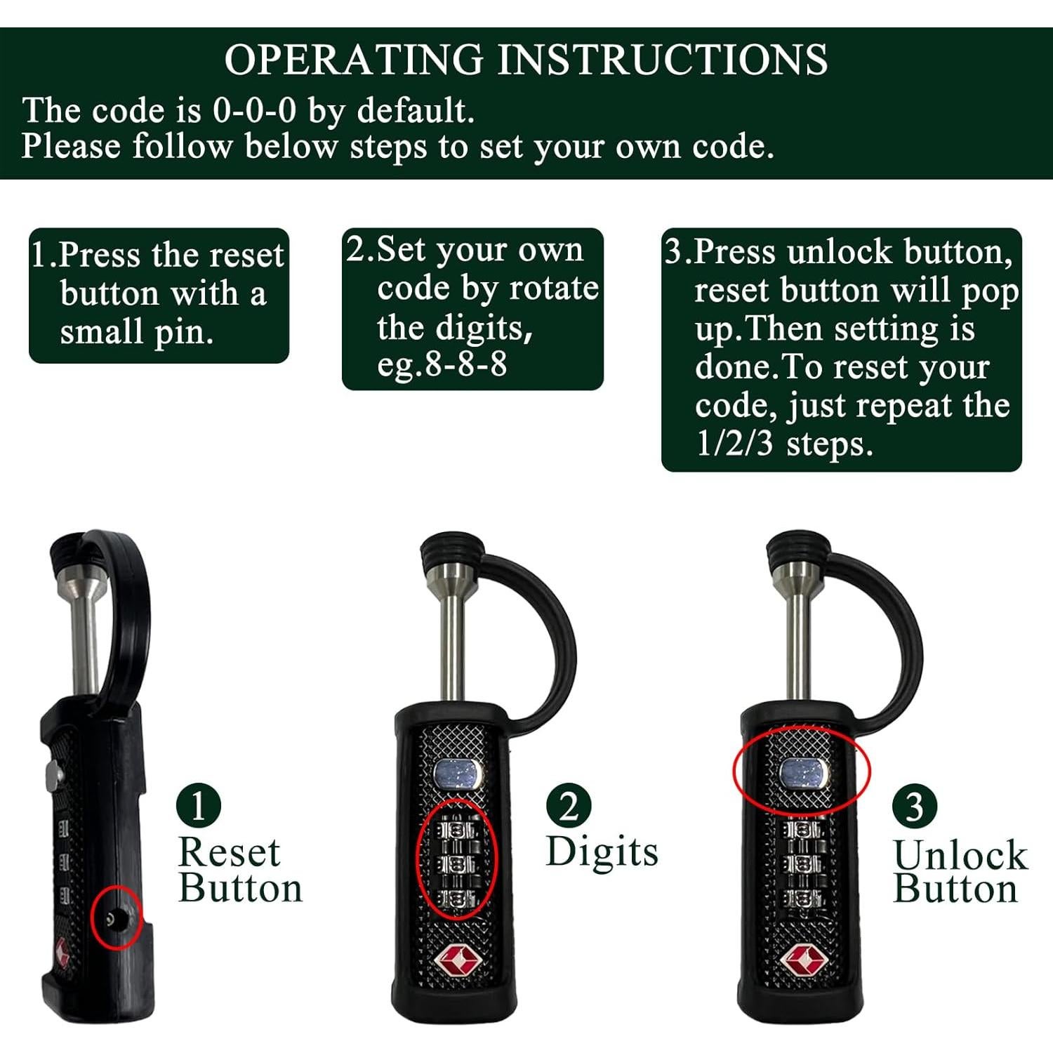 Candados TSA para Funda de Arma LAFENLIN - 4 Paquete Negro