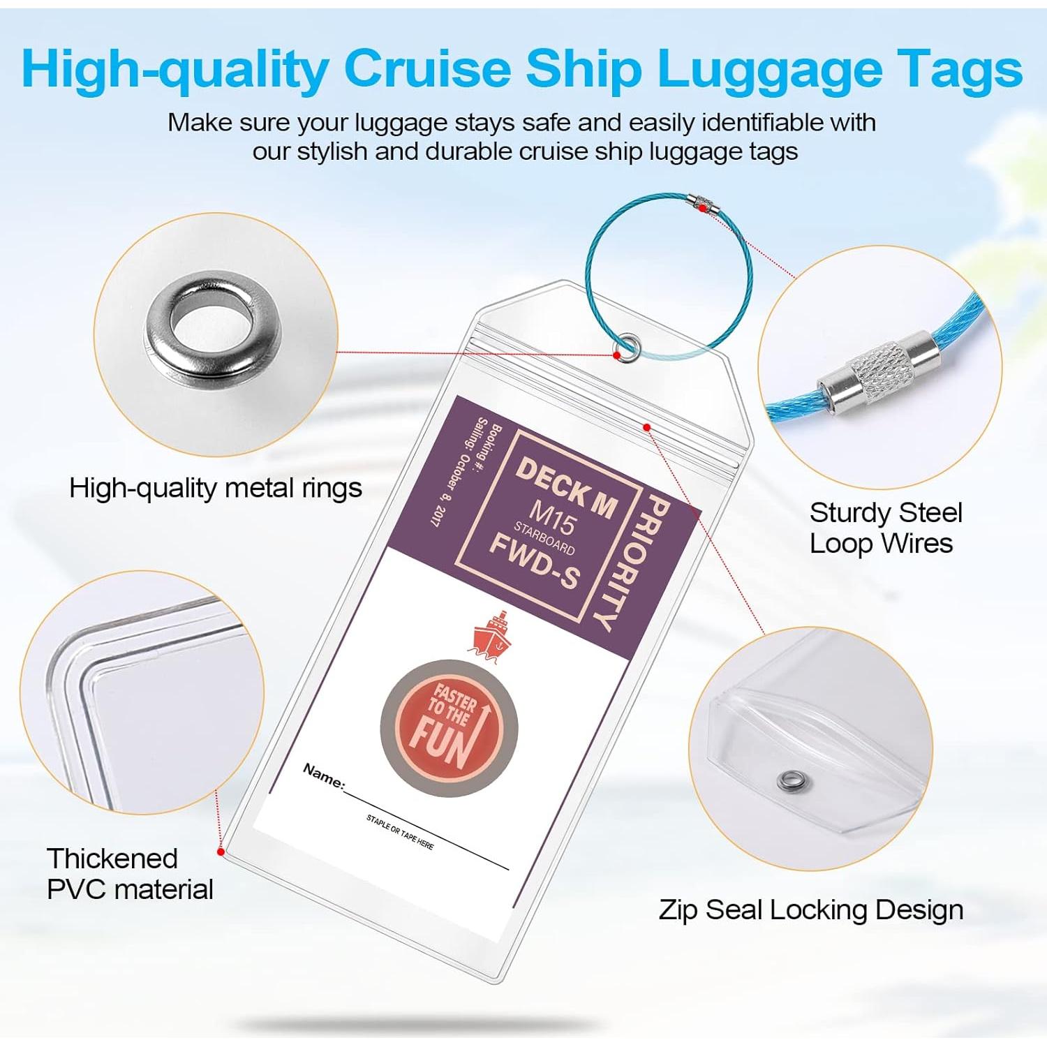 Etiquetas de Equipaje para Crucero Maloun, Paquete de 6 Transparentes