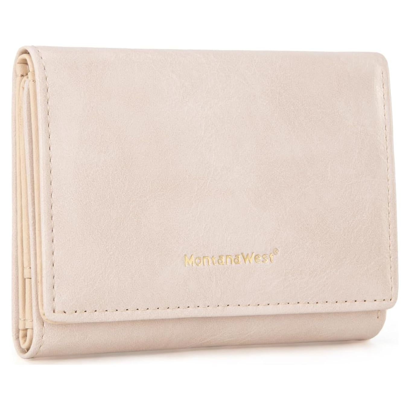 Billetera Trifold Montana West Beige RFID para Mujeres