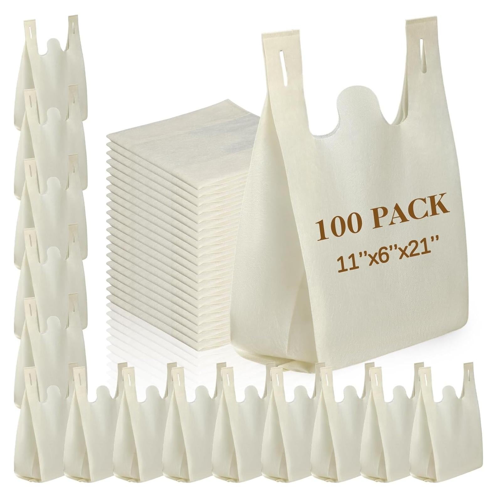 Bolsas de Compras Reutilizables Windyun 100 Unidades 53x28x15 cm