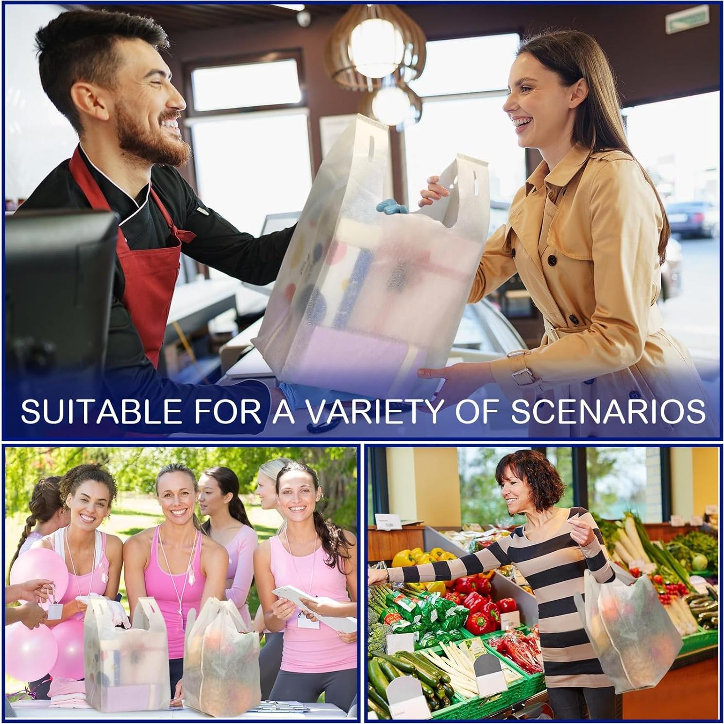 Bolsas de Compras Reutilizables Windyun 100 Unidades 53x28x15 cm