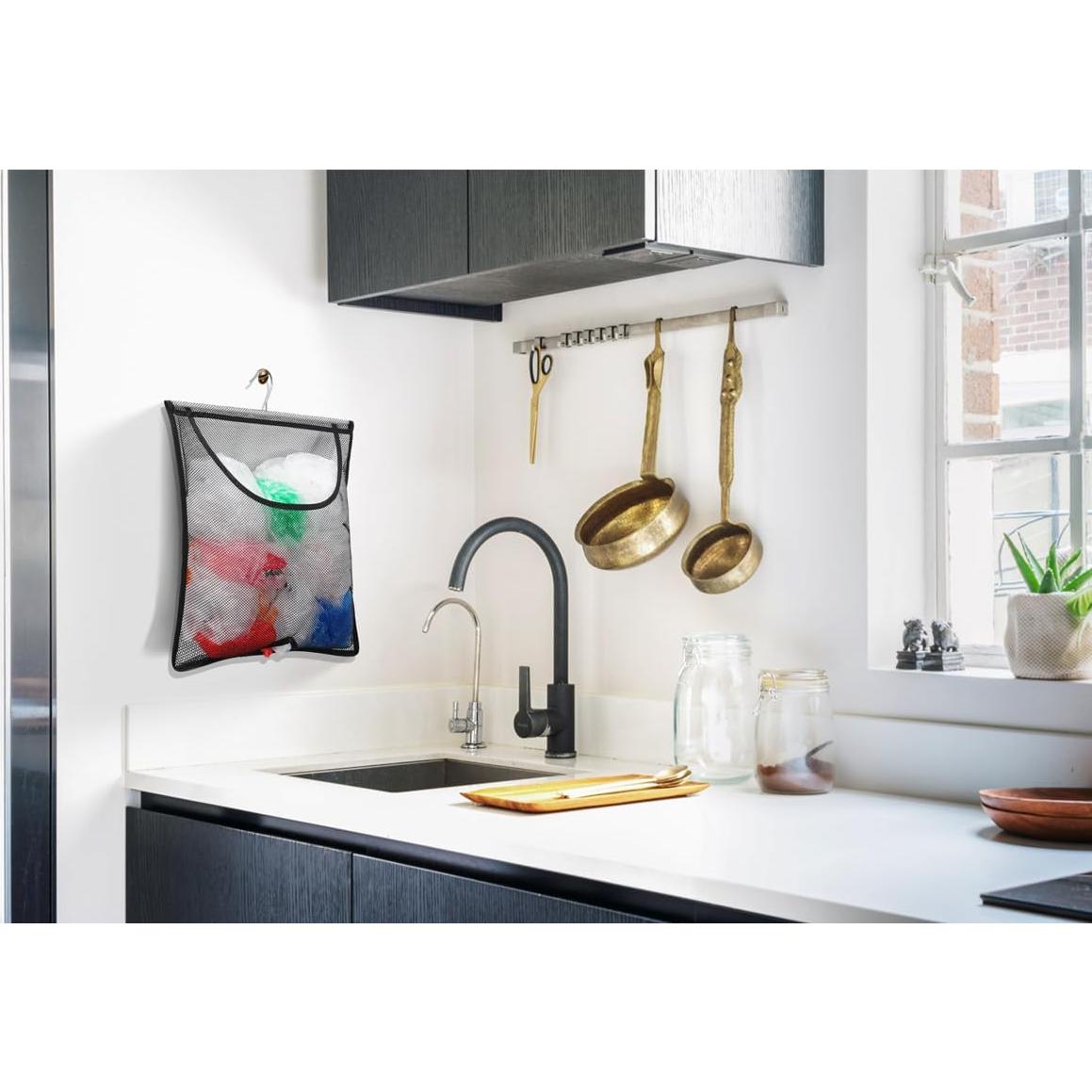 Soporte de Bolsa de Compras Colgante Jelier Negro - Organizador de Malla