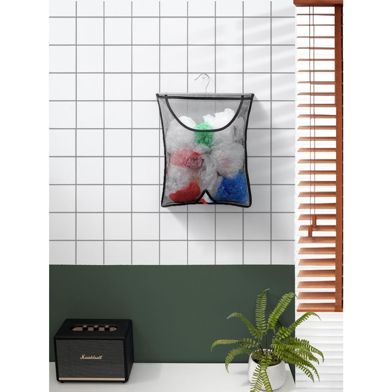 Soporte de Bolsa de Compras Colgante Jelier Negro - Organizador de Malla