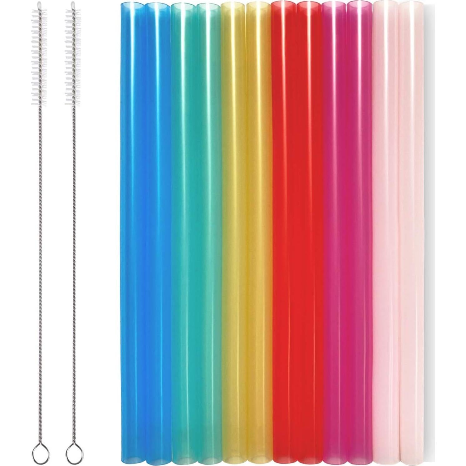 12 Pajitas de Silicona Reutilizables HT-INTL 20 cm Multicolor