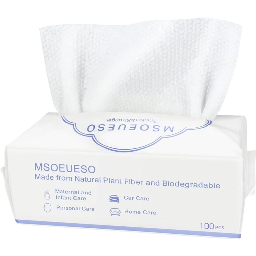 Toallas Faciales Desechables MSOEUESO 100% Algodón 100 Unidades