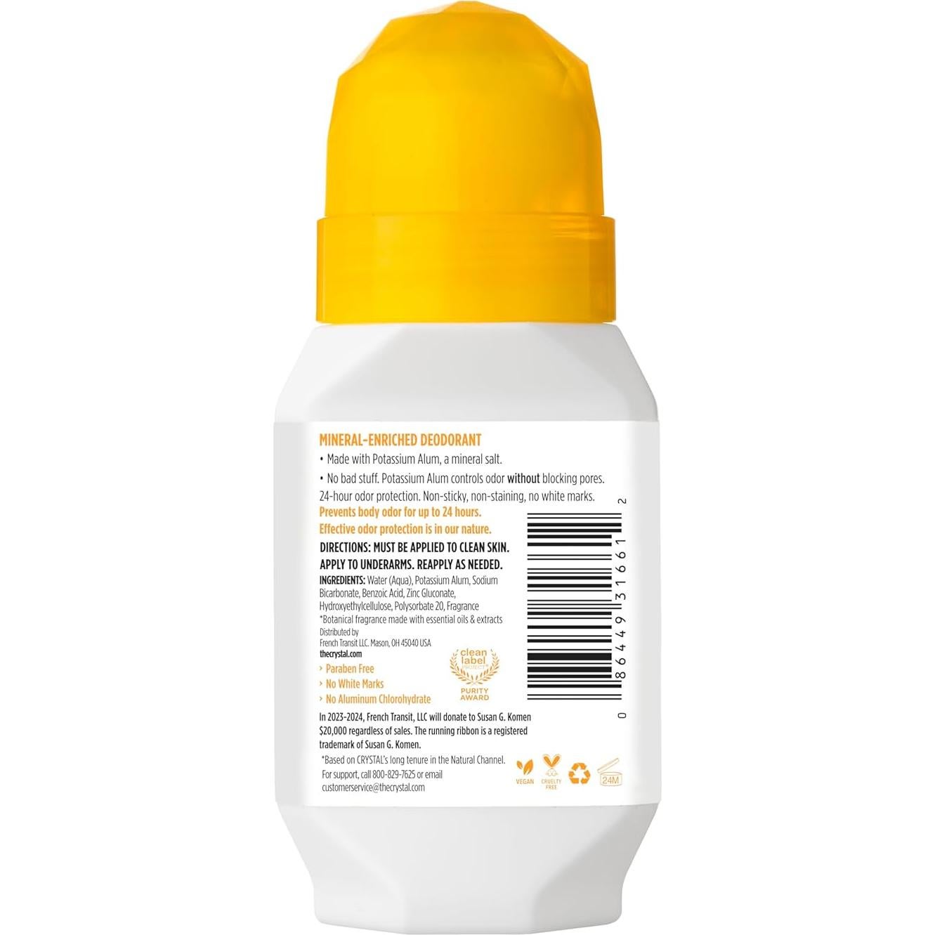 Desodorante Mineral Roll On Crystal 66.5 ml Manzanilla Té Verde