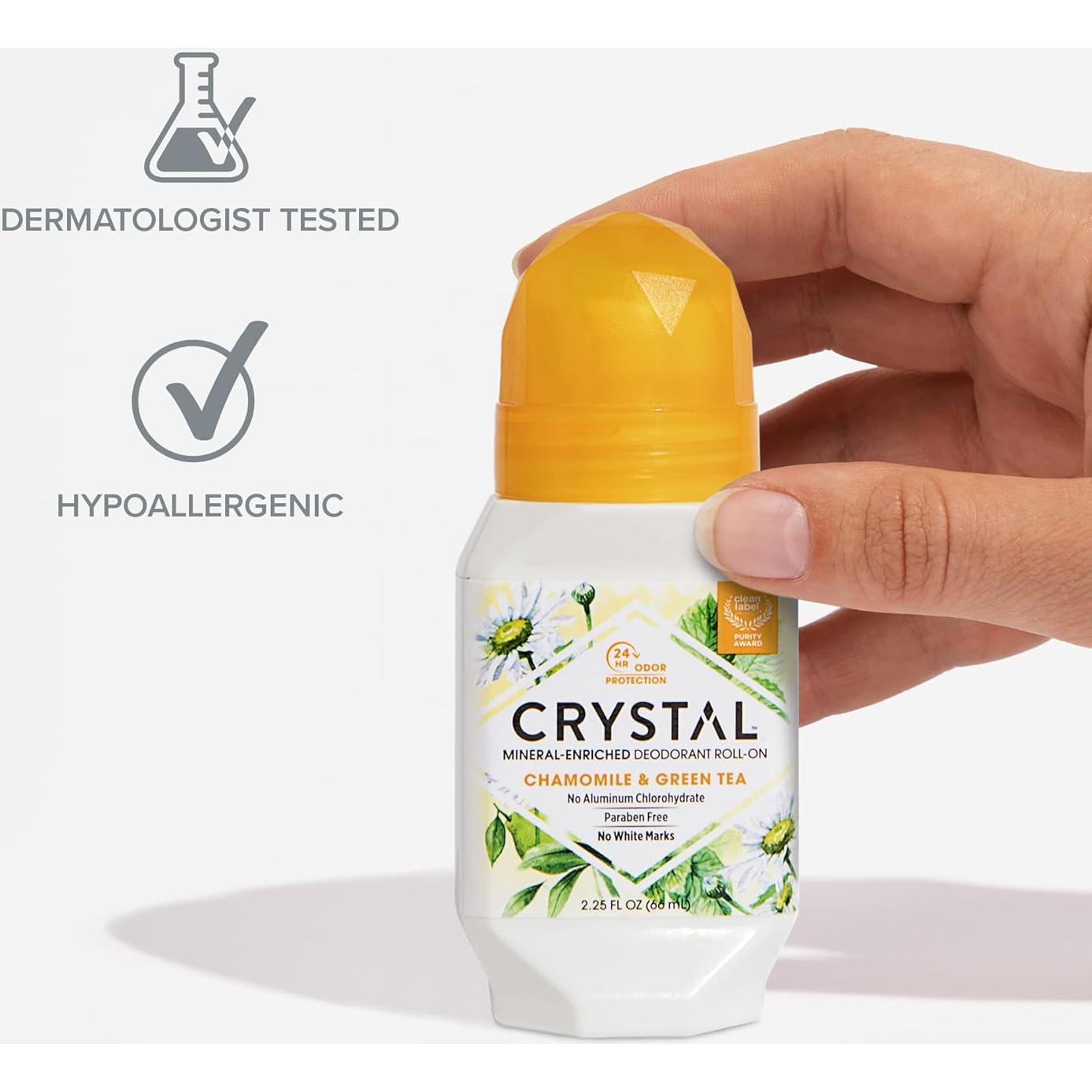 Desodorante Mineral Roll On Crystal 66.5 ml Manzanilla Té Verde