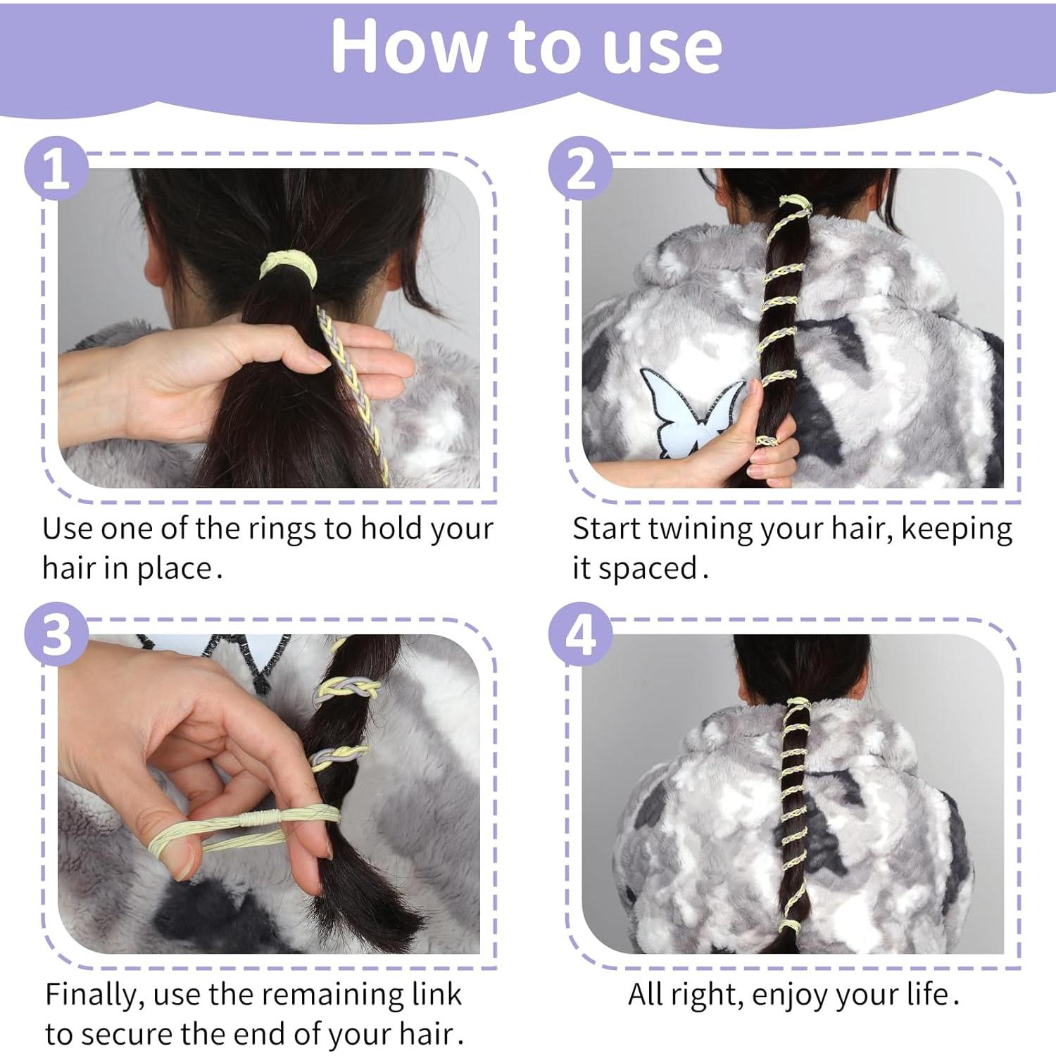 Tiras de Cabello en Espiral TBUKEOM 4 Pcs Sin Daño 84 cm