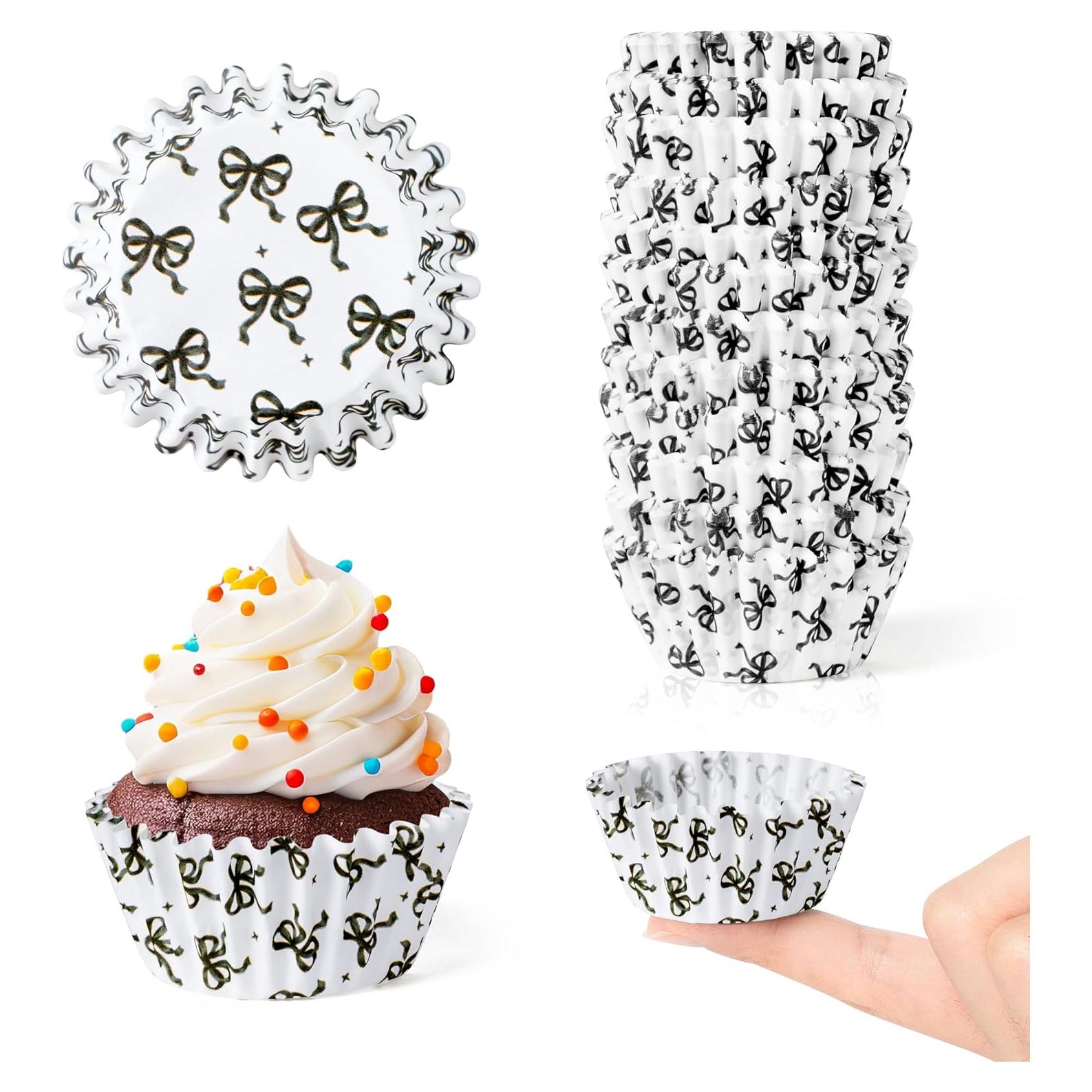 Forros de Cupcake Mini COcnny 300pcs con Lazo Negro 3.56cm