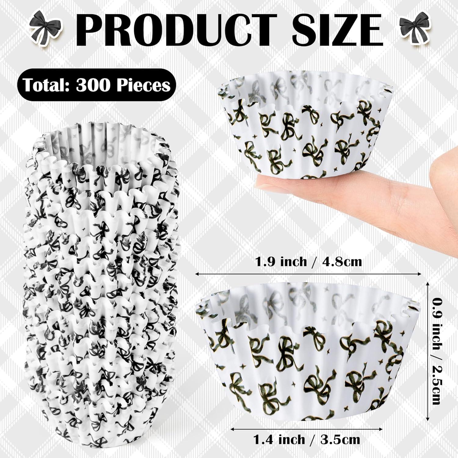 Forros de Cupcake Mini COcnny 300pcs con Lazo Negro 3.56cm