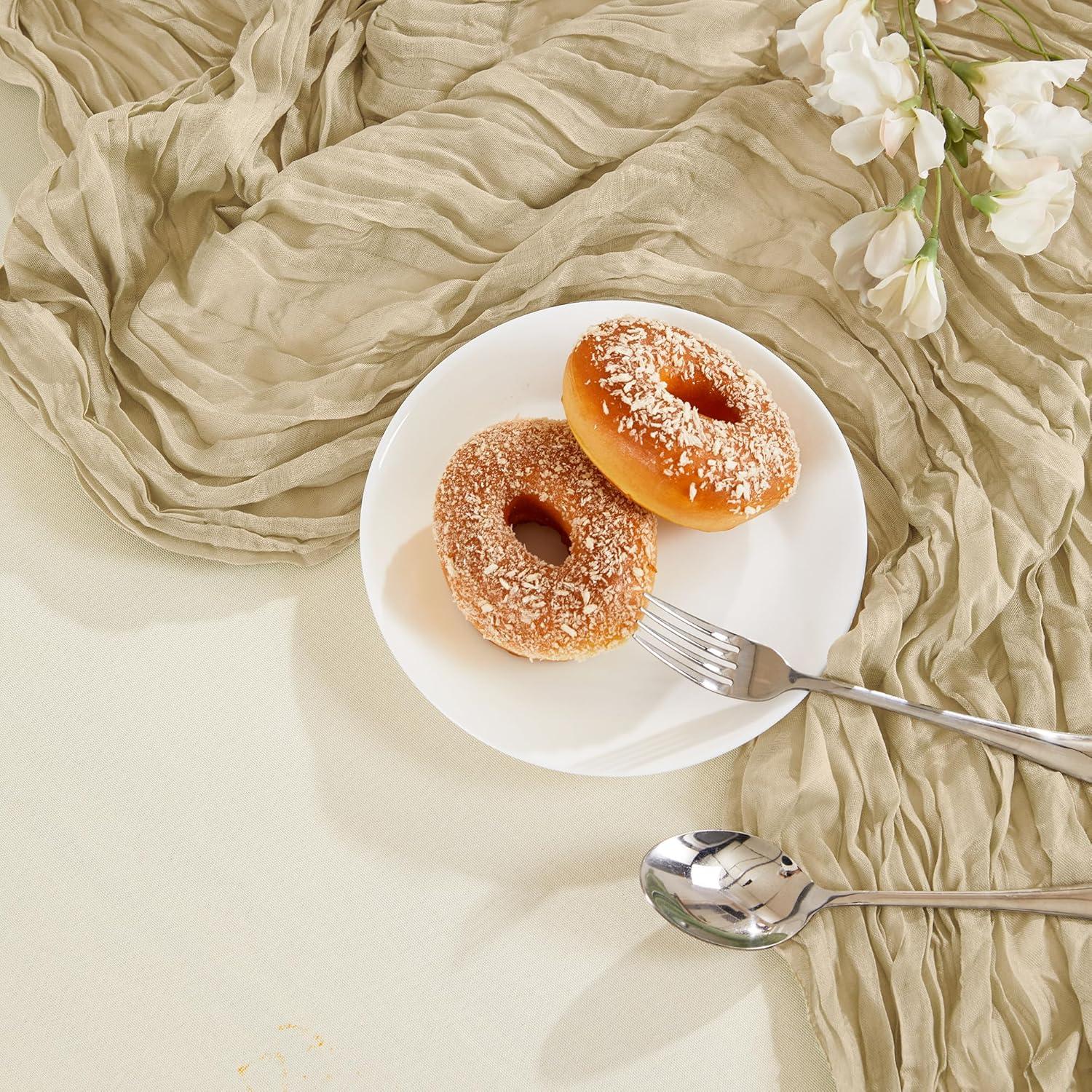 Caminito de Mesa de Gasa de Queso Beige AGIRL - 3m x 89cm, Paquete de 6