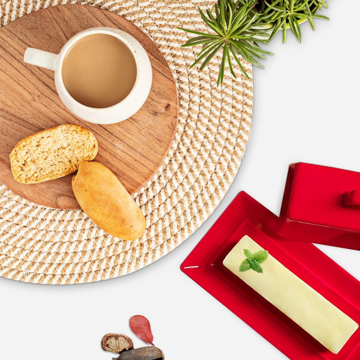 Plato para Mantequilla con Tapa Eeaivnm Cerámica 19.3x9.4 cm Rojo