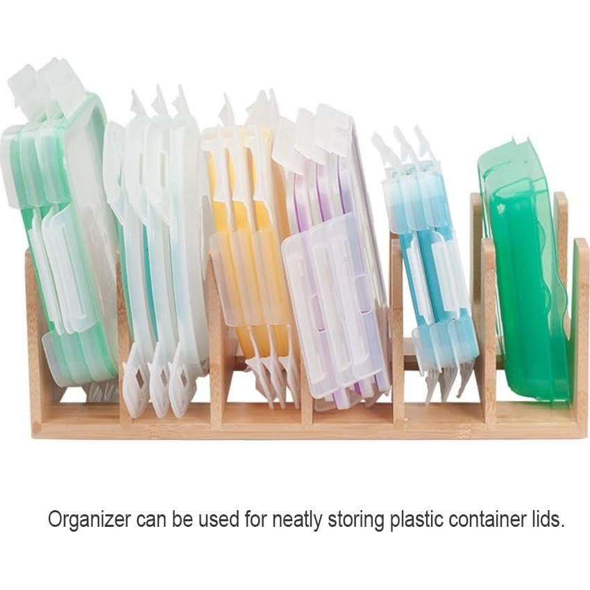 Organizador de Tapa de Olla MobileVision de Bambú 6 Secciones