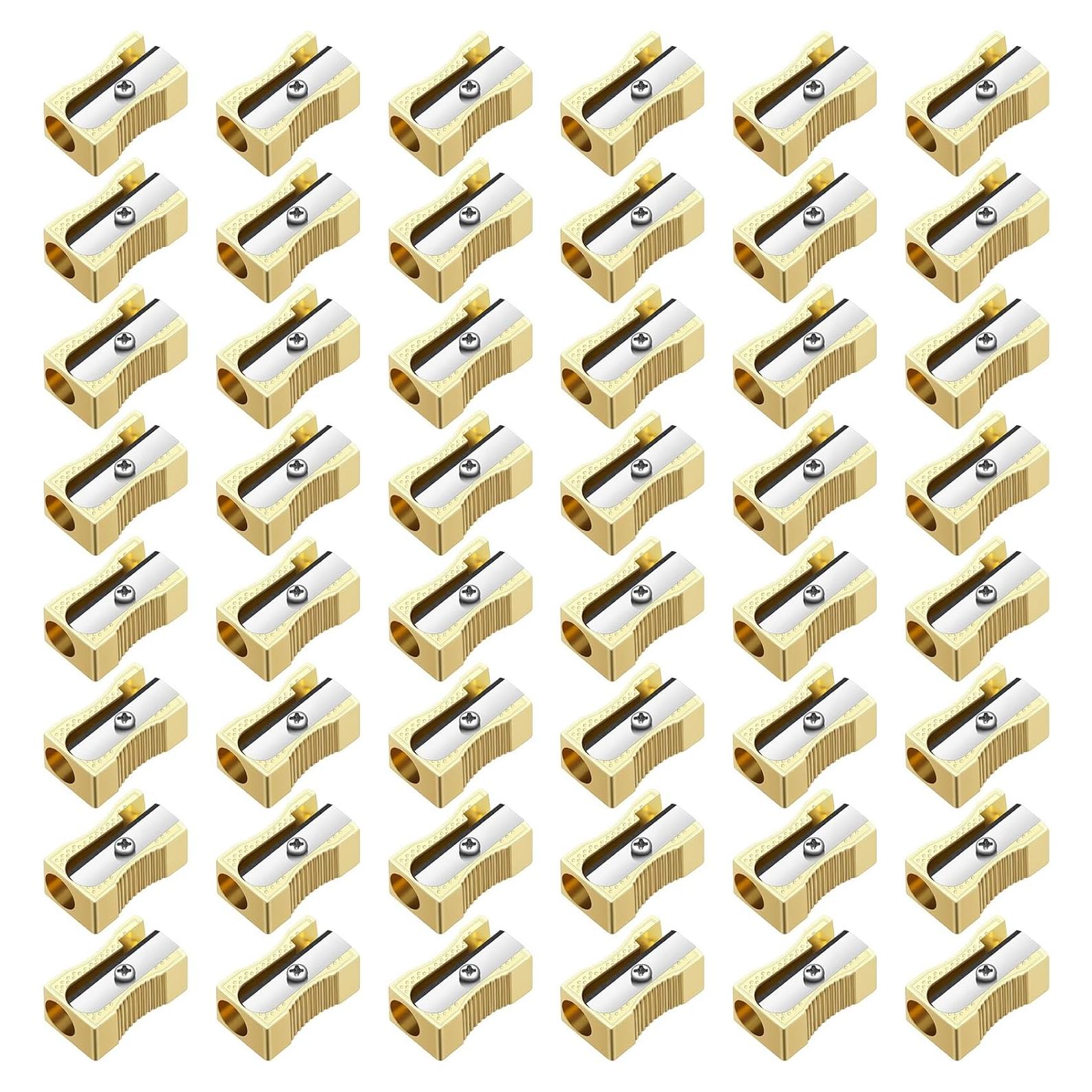 Sacapuntas Manuales Frienda 48 Pack Metal Oro Afilador