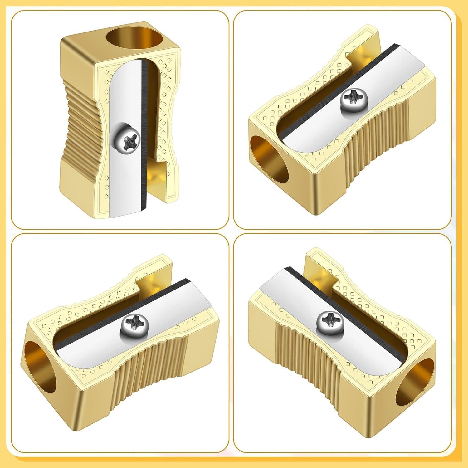 Sacapuntas Manuales Frienda 48 Pack Metal Oro Afilador