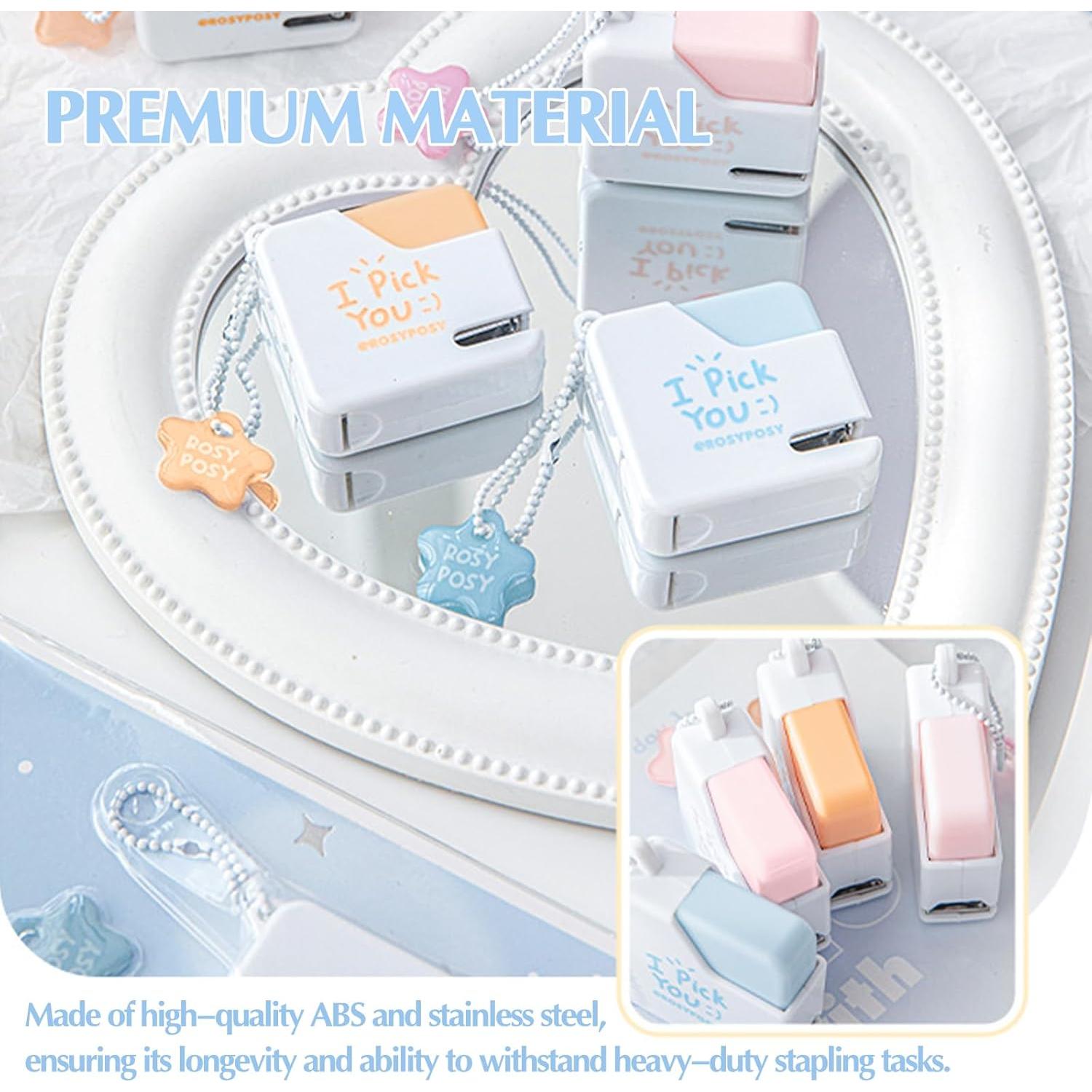 Mini Grapadora TECHPLUS Azul con 40 Grapas - Compacta y Bonita