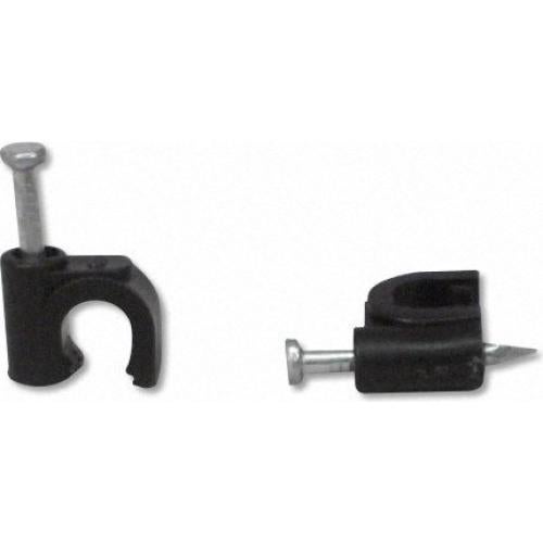 Paquete de 100 Clips de Cable Negro 6mm para RG59 y Ethernet