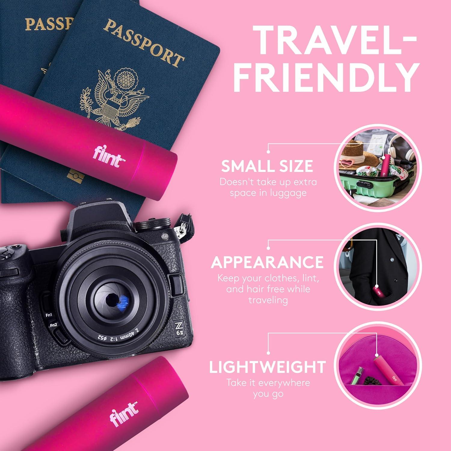 Rodillo Quitapelusas Mini Flint Rosa 90 Hojas Extra Pegajosas