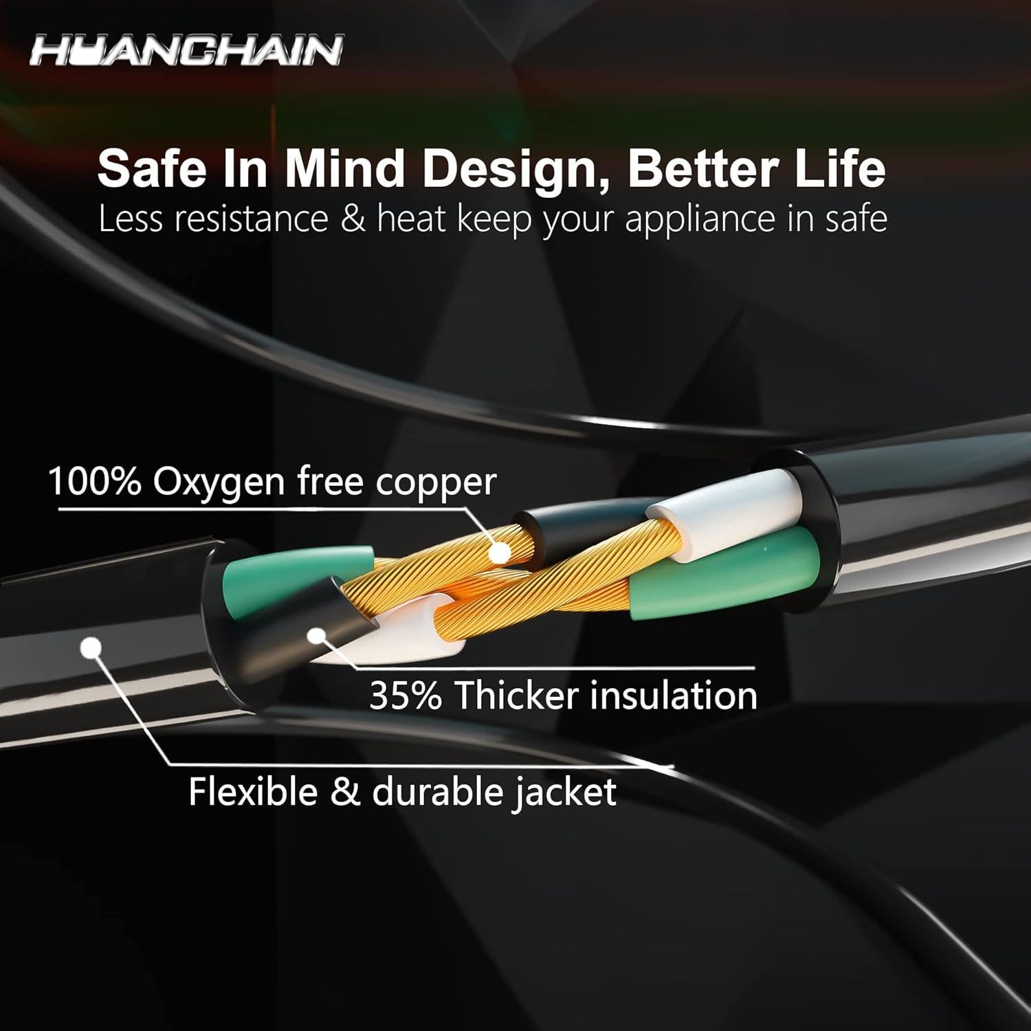 Cable de Extensión HUANCHAIN 7.62 m 16 AWG Impermeable