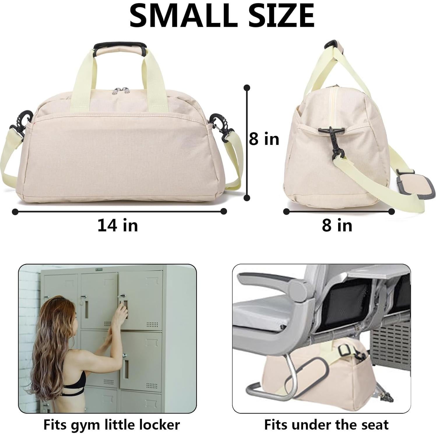 Bolsa de gimnasio mini tipo duffel ITU609 Beige 35.56x20.32cm