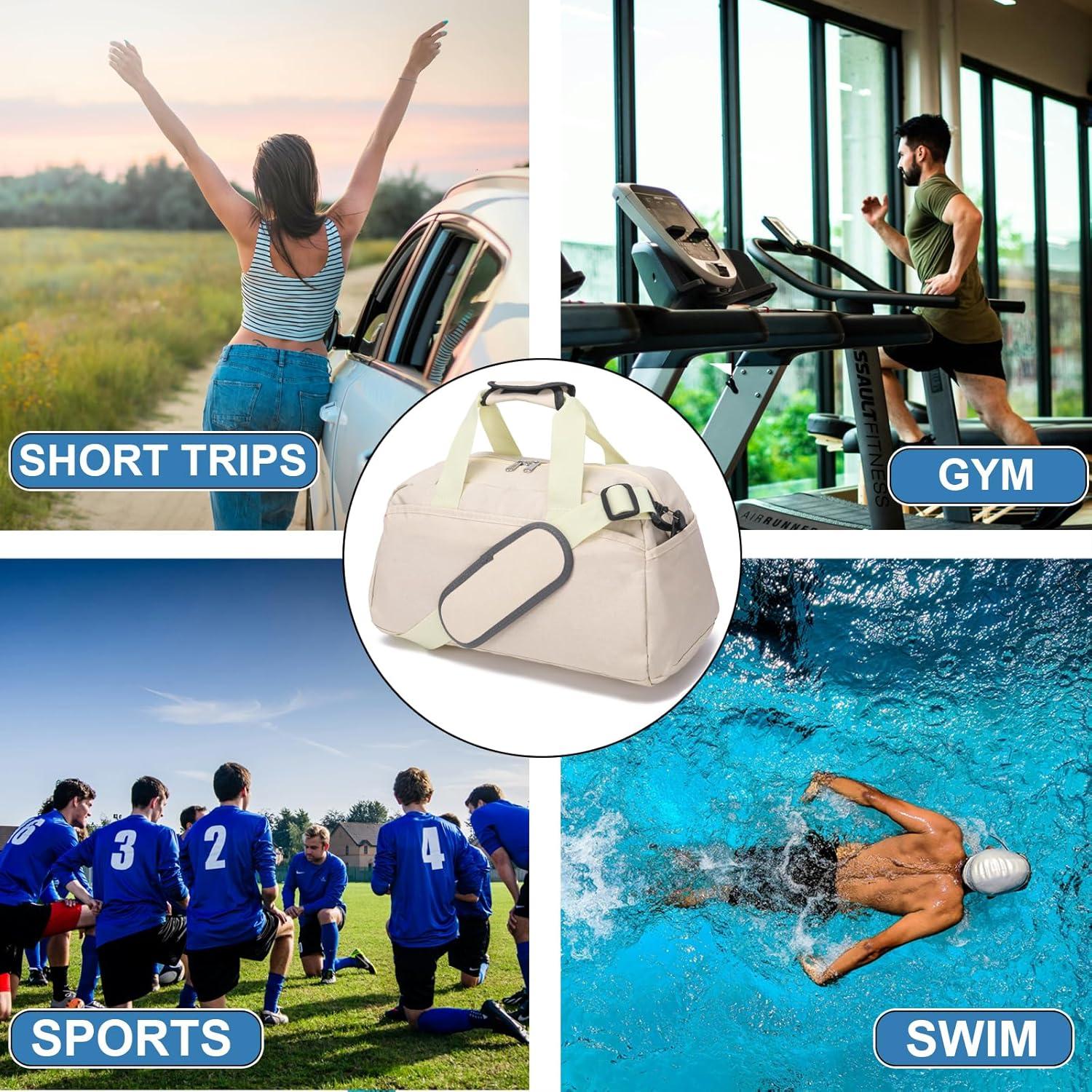 Bolsa de gimnasio mini tipo duffel ITU609 Beige 35.56x20.32cm