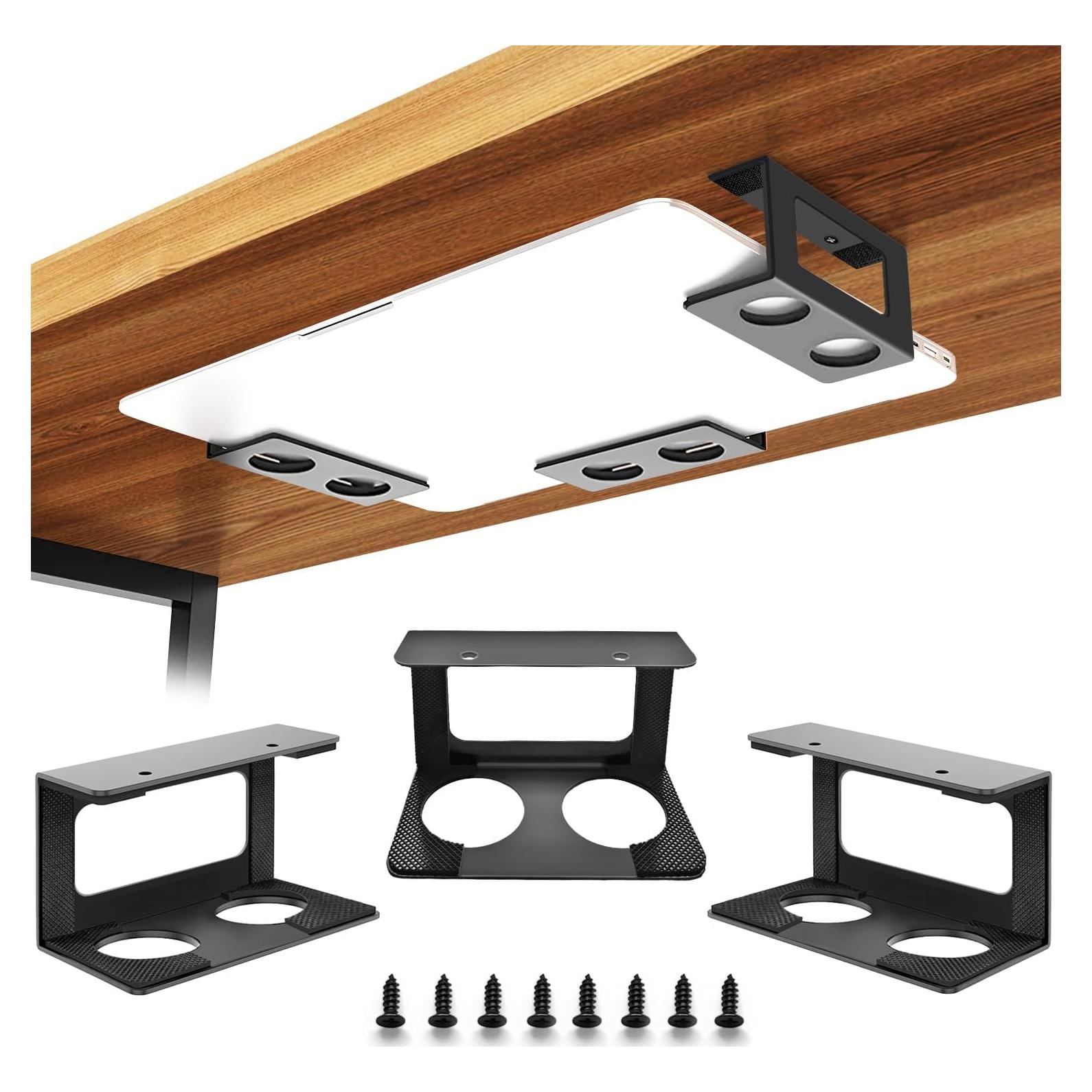 Soporte Bajo Escritorio para Laptop Teridokor 3" Aluminio Negro