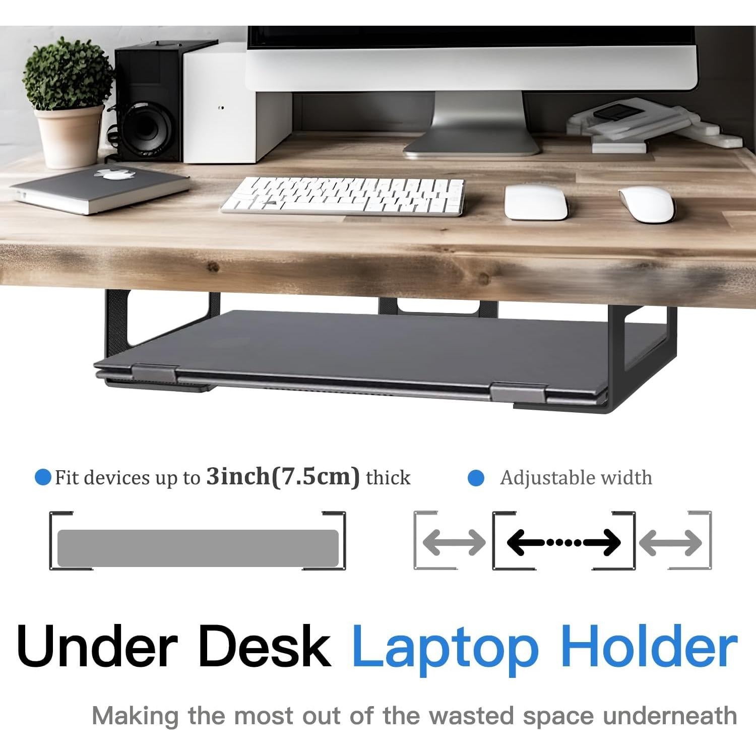 Soporte Bajo Escritorio para Laptop Teridokor 3" Aluminio Negro