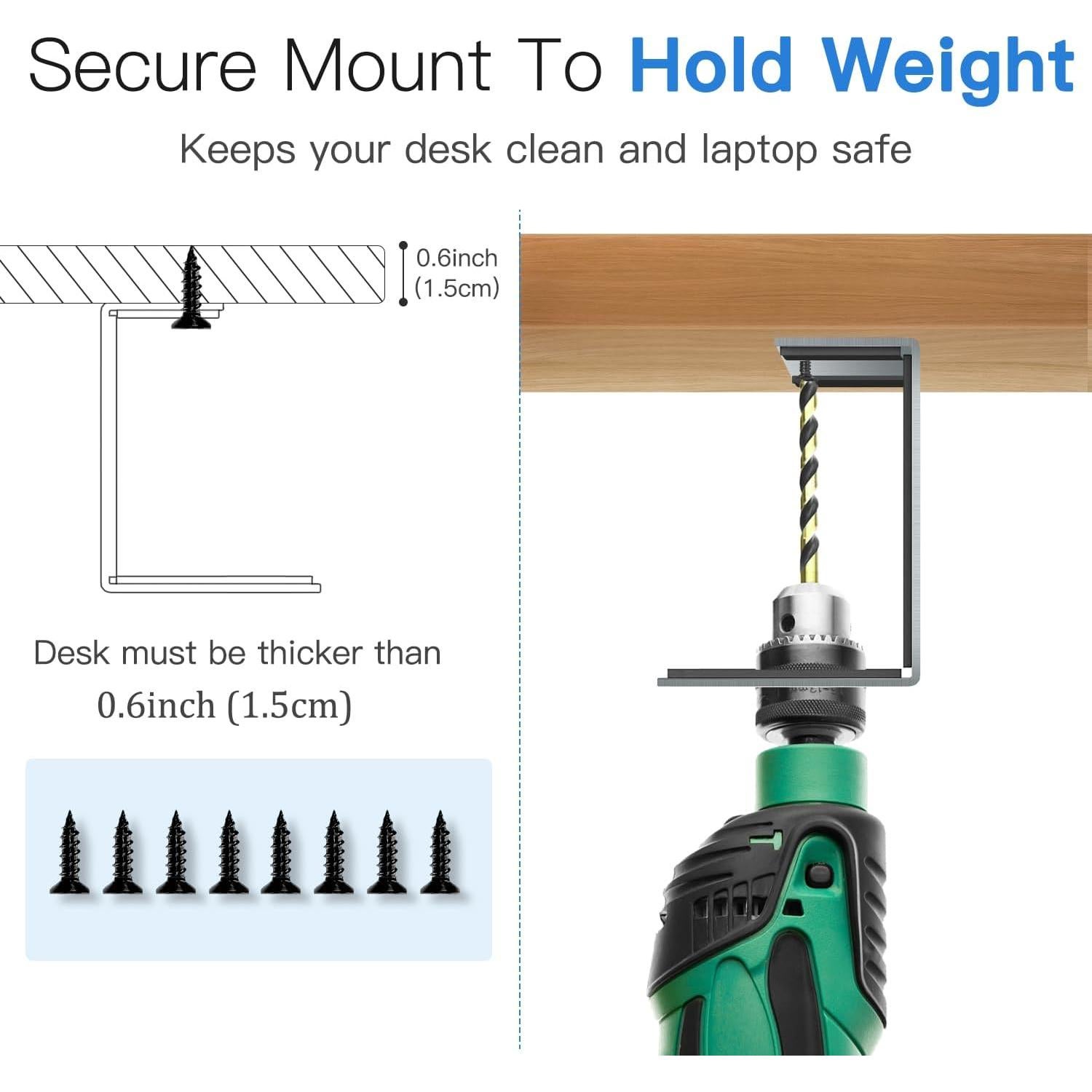 Soporte Bajo Escritorio para Laptop Teridokor 3" Aluminio Negro