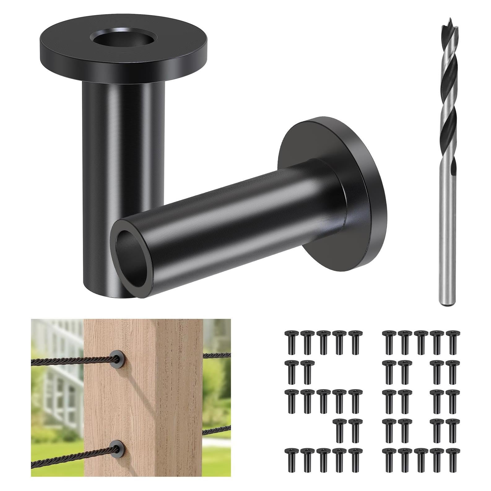 Protector de Cable de Railing Negro Steel DN Mate 50 Pcs 1/8"