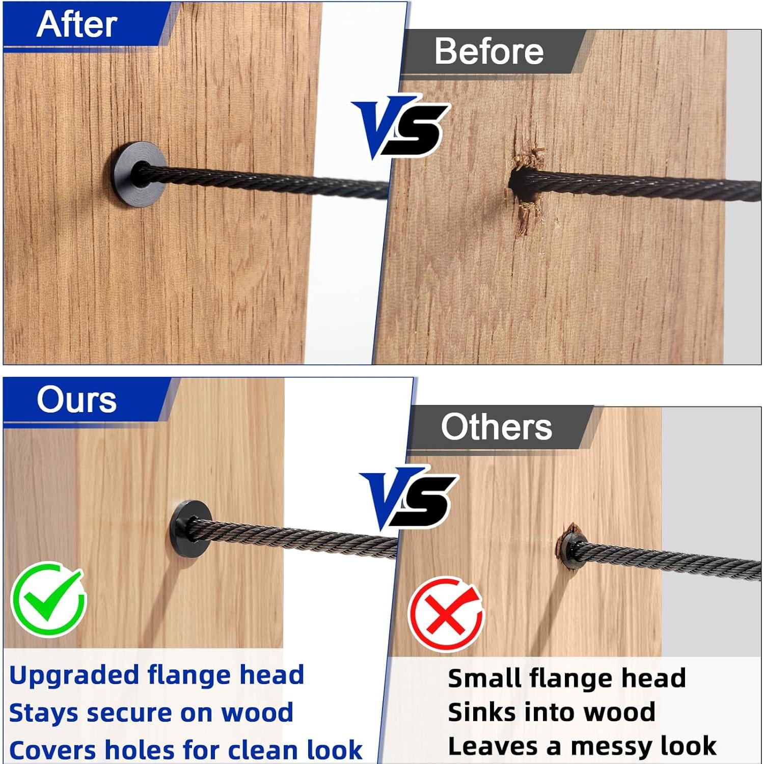 Protector de Cable de Railing Negro Steel DN Mate 50 Pcs 1/8"