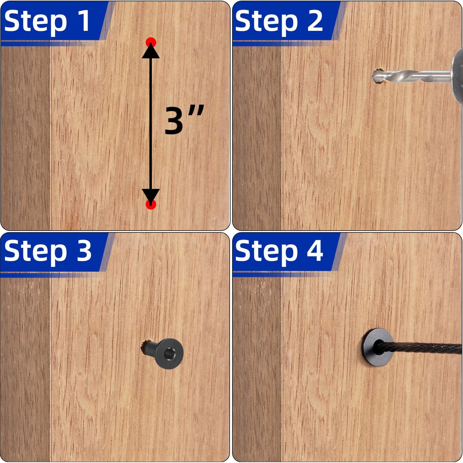 Protector de Cable de Railing Negro Steel DN Mate 50 Pcs 1/8"