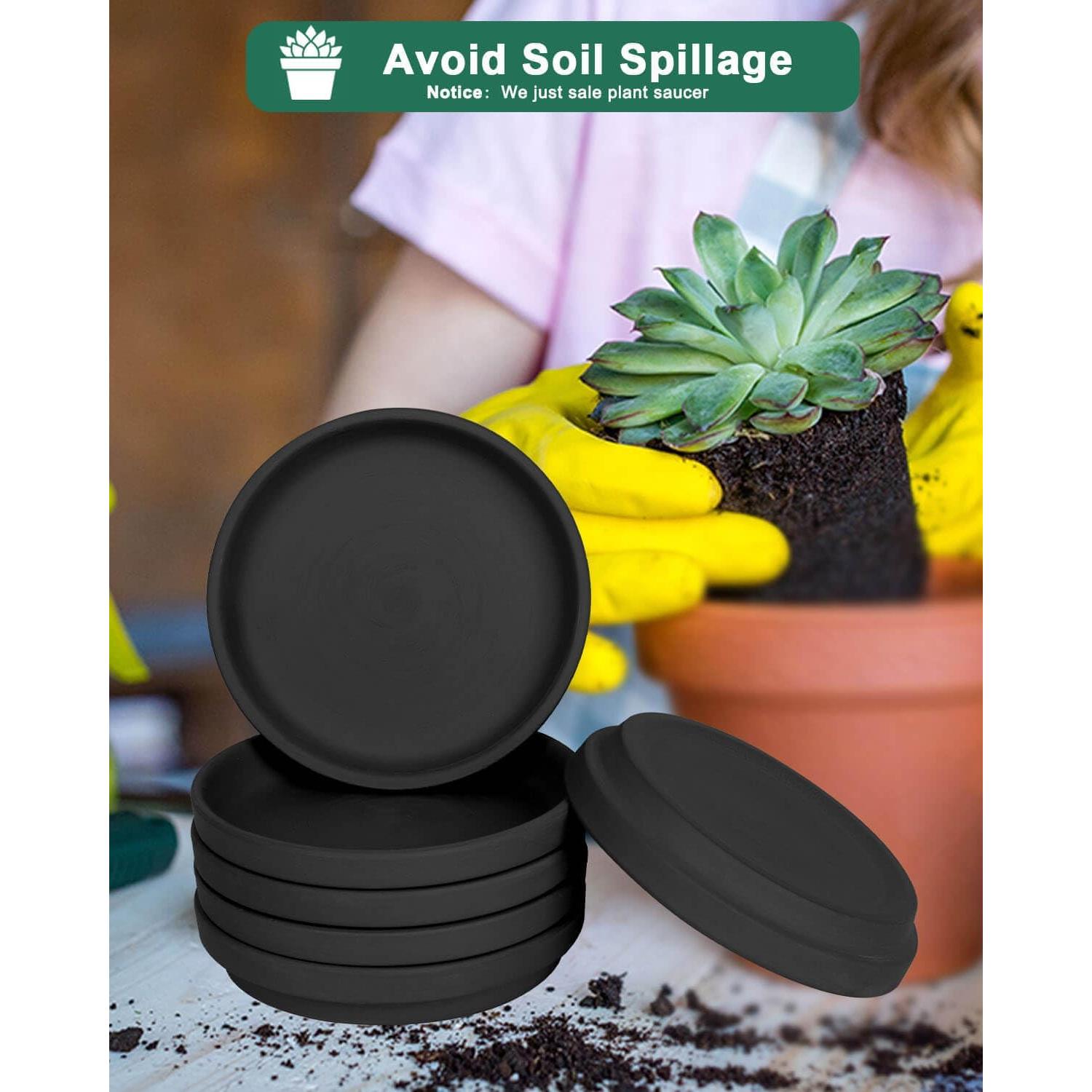 Vensovo Platillos de Terracota Negros 3" - 12 Pcs para Macetas