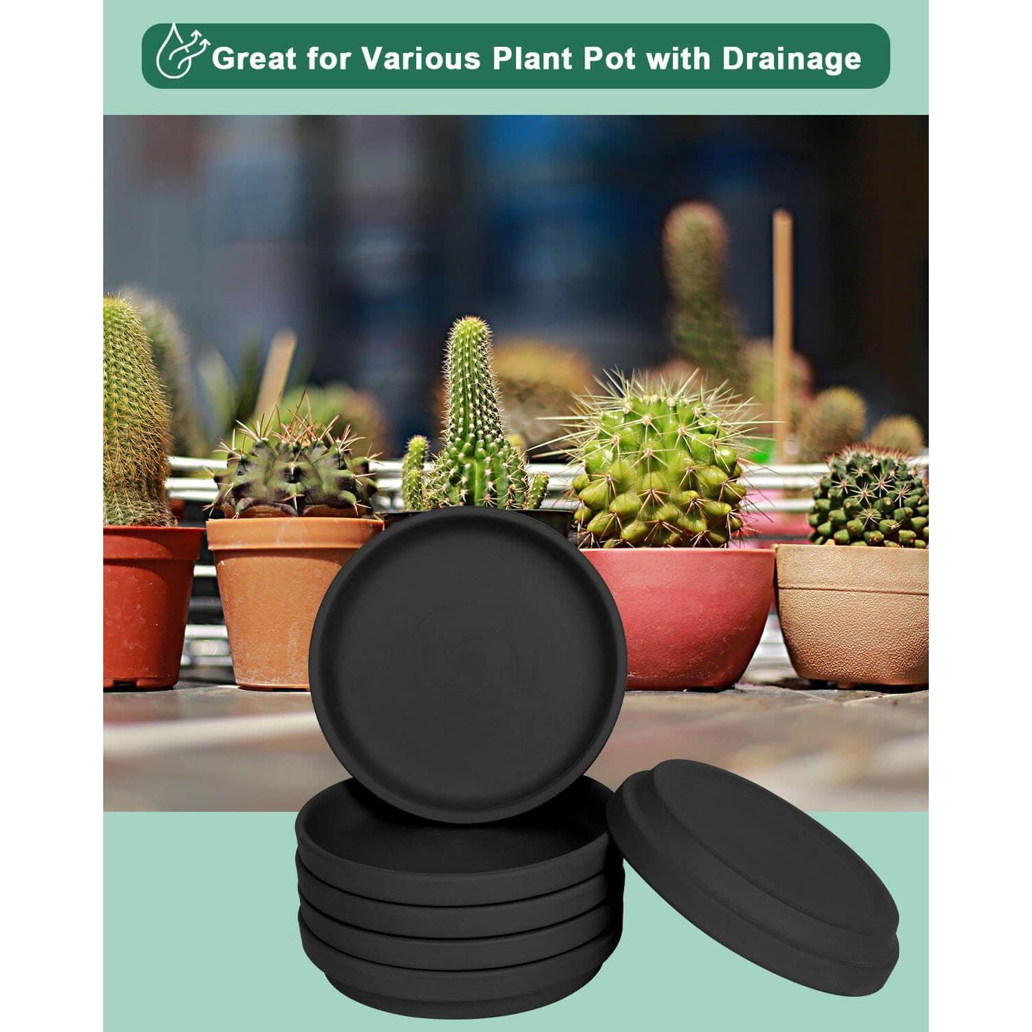 Vensovo Platillos de Terracota Negros 3" - 12 Pcs para Macetas