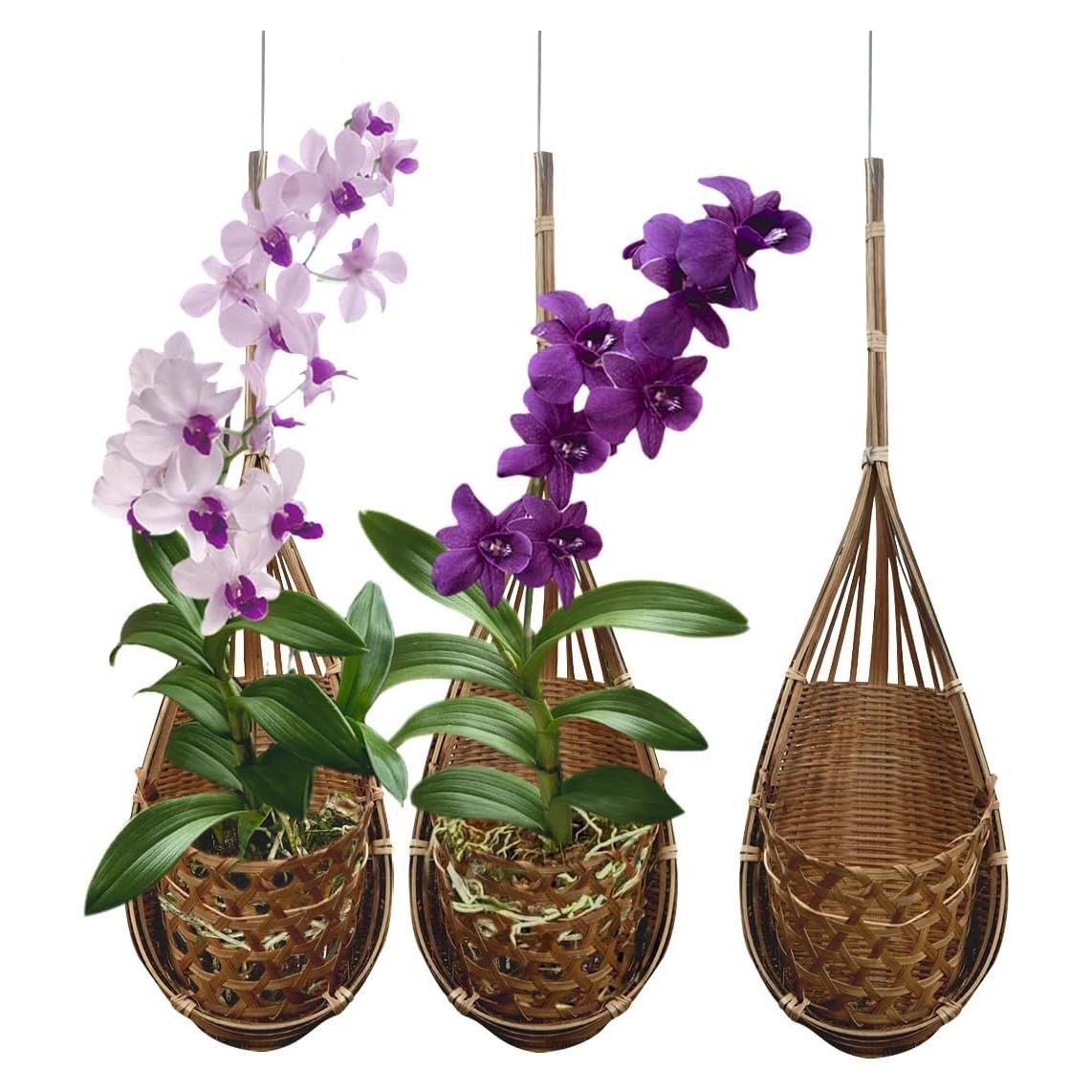 Cesta Colgante de Bambú Natural PANWA - Set de 3, 10 cm
