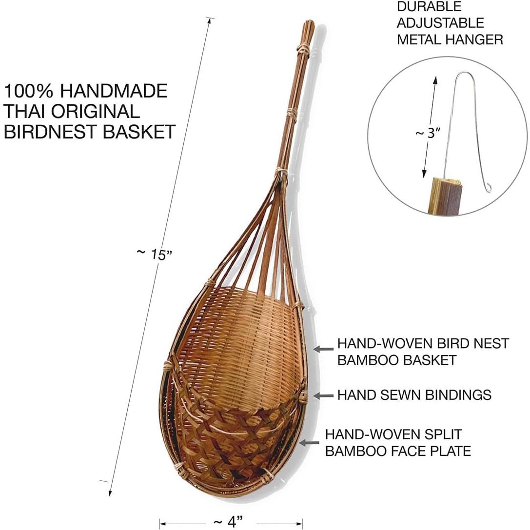 Cesta Colgante de Bambú Natural PANWA - Set de 3, 10 cm