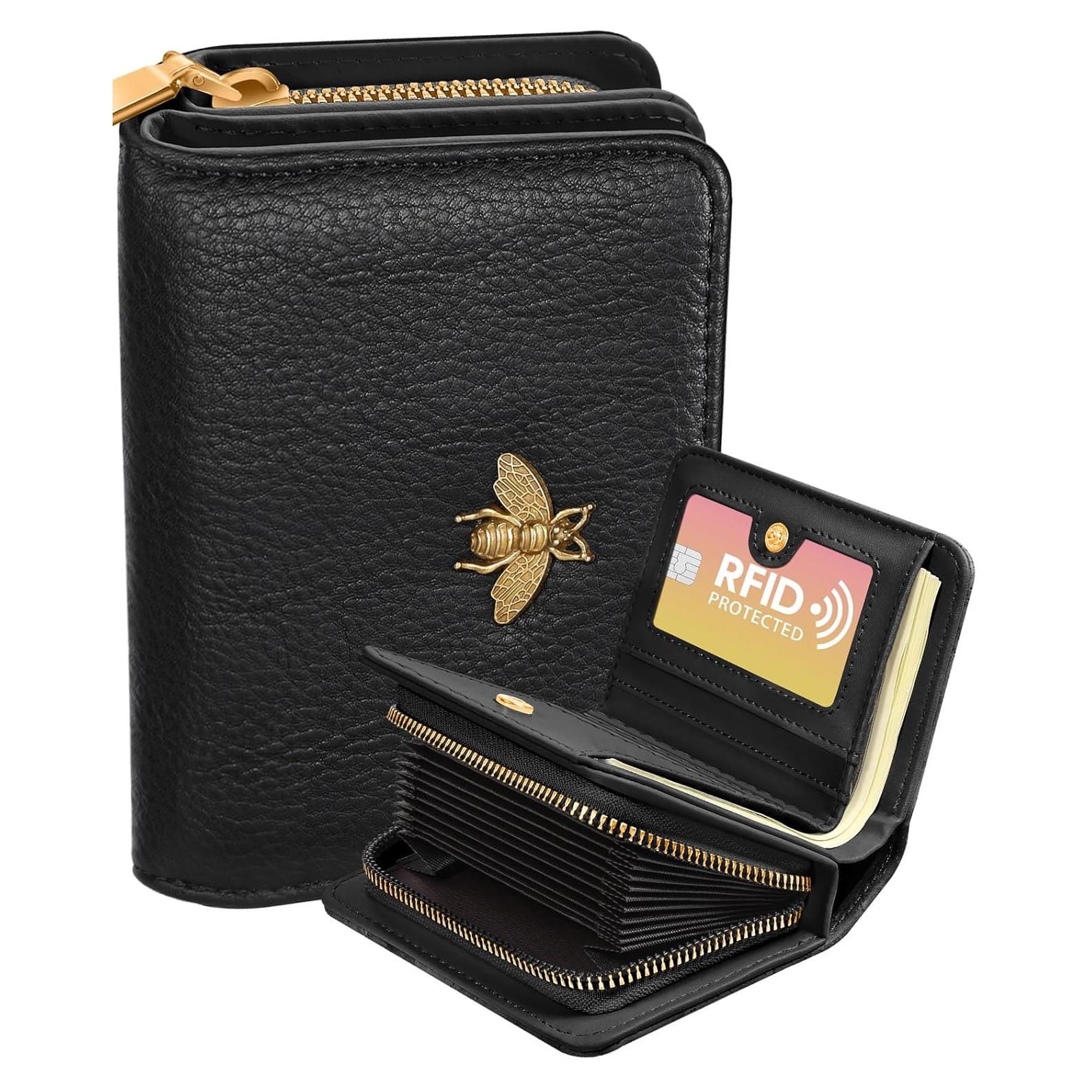 Billetera Portatarjetas Bistup para Mujeres Cuero RFID Abeja