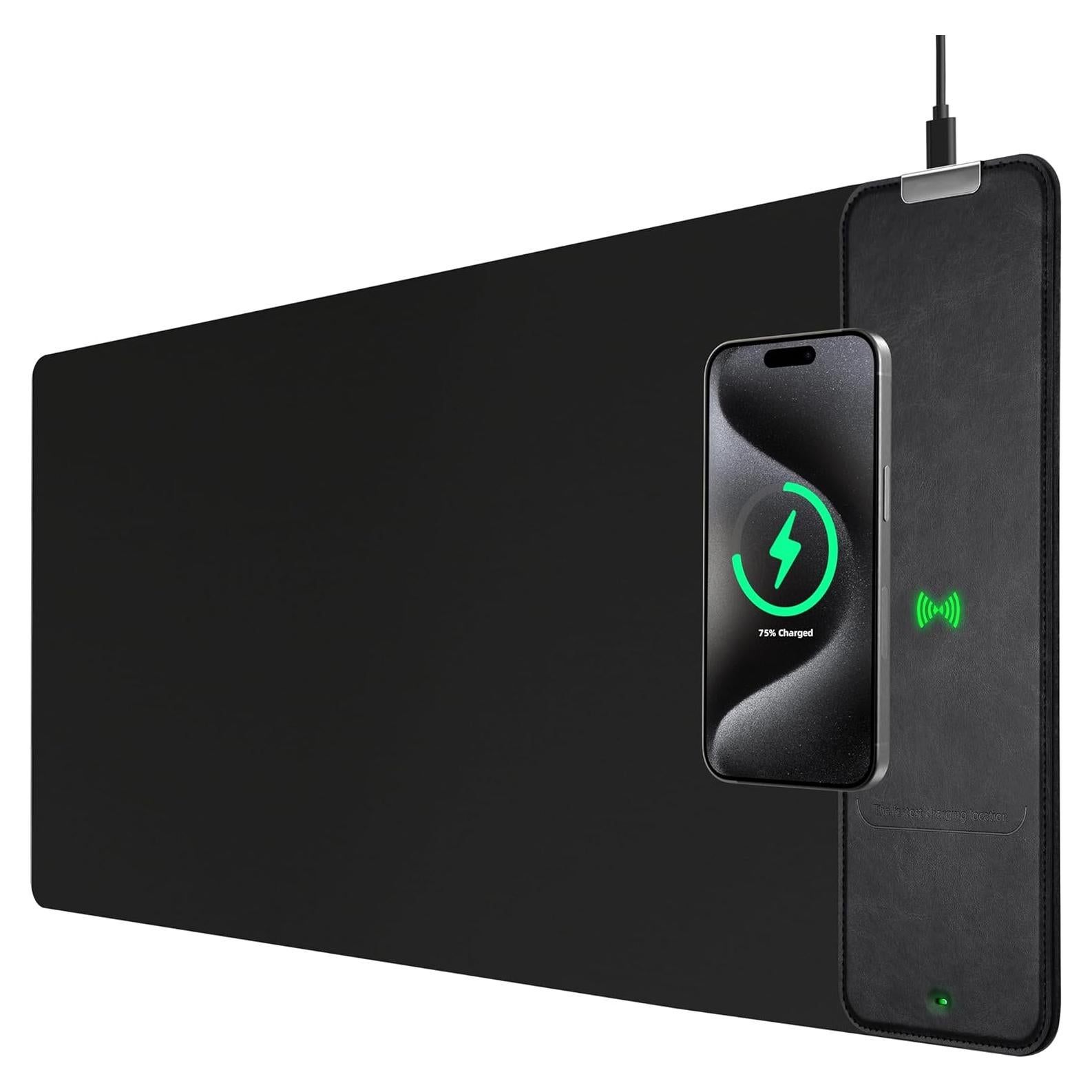 Alfombrilla de Ratón Inalámbrica Cargador Futuro 80x30cm Negra