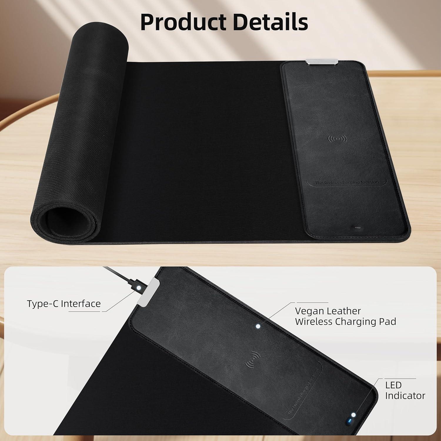 Alfombrilla de Ratón Inalámbrica Cargador Futuro 80x30cm Negra