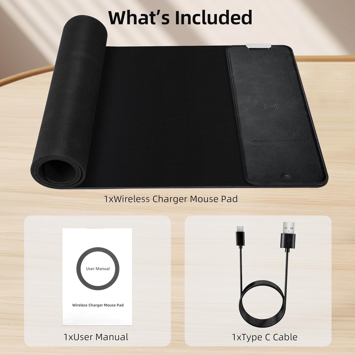 Alfombrilla de Ratón Inalámbrica Cargador Futuro 80x30cm Negra