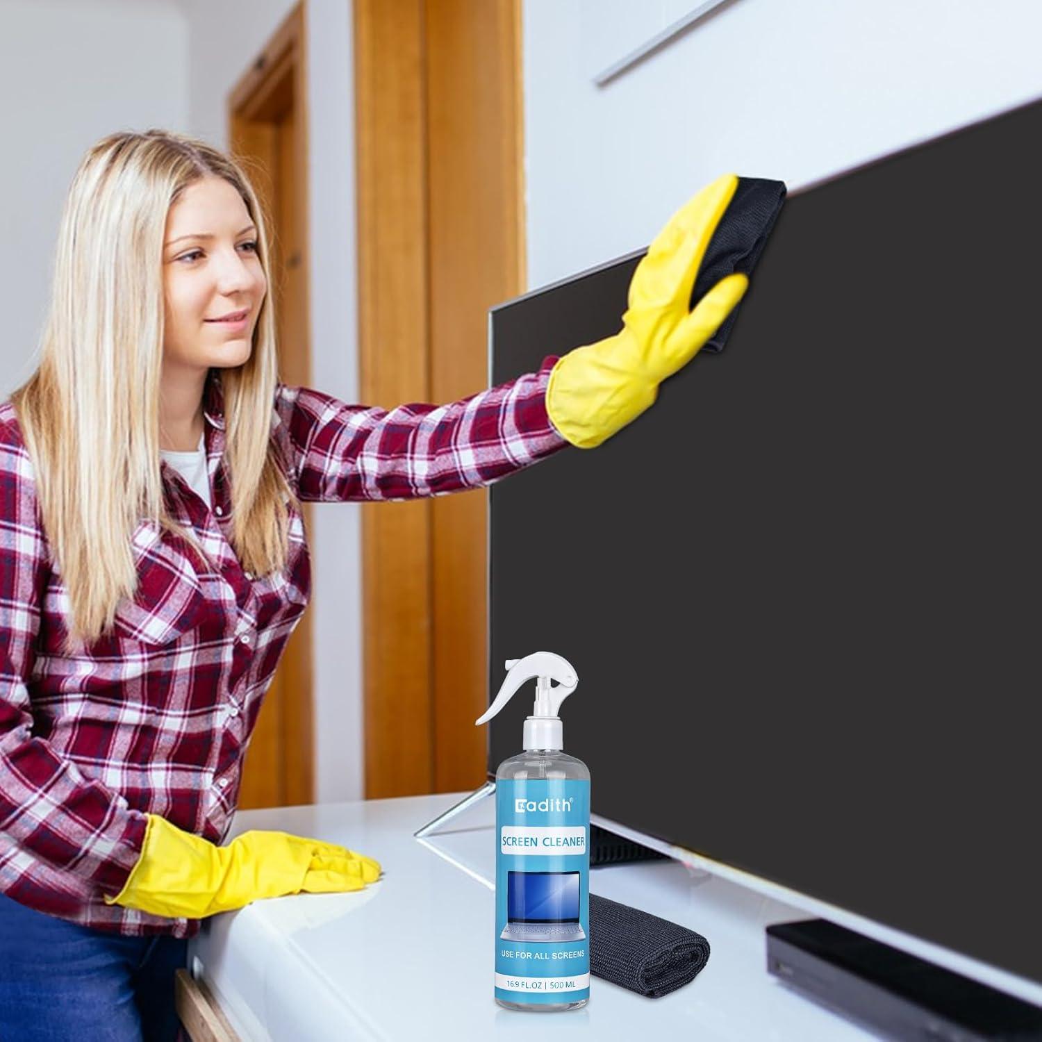 Kit de Limpieza de Pantallas Cadith 500ml con Paños Microfibra