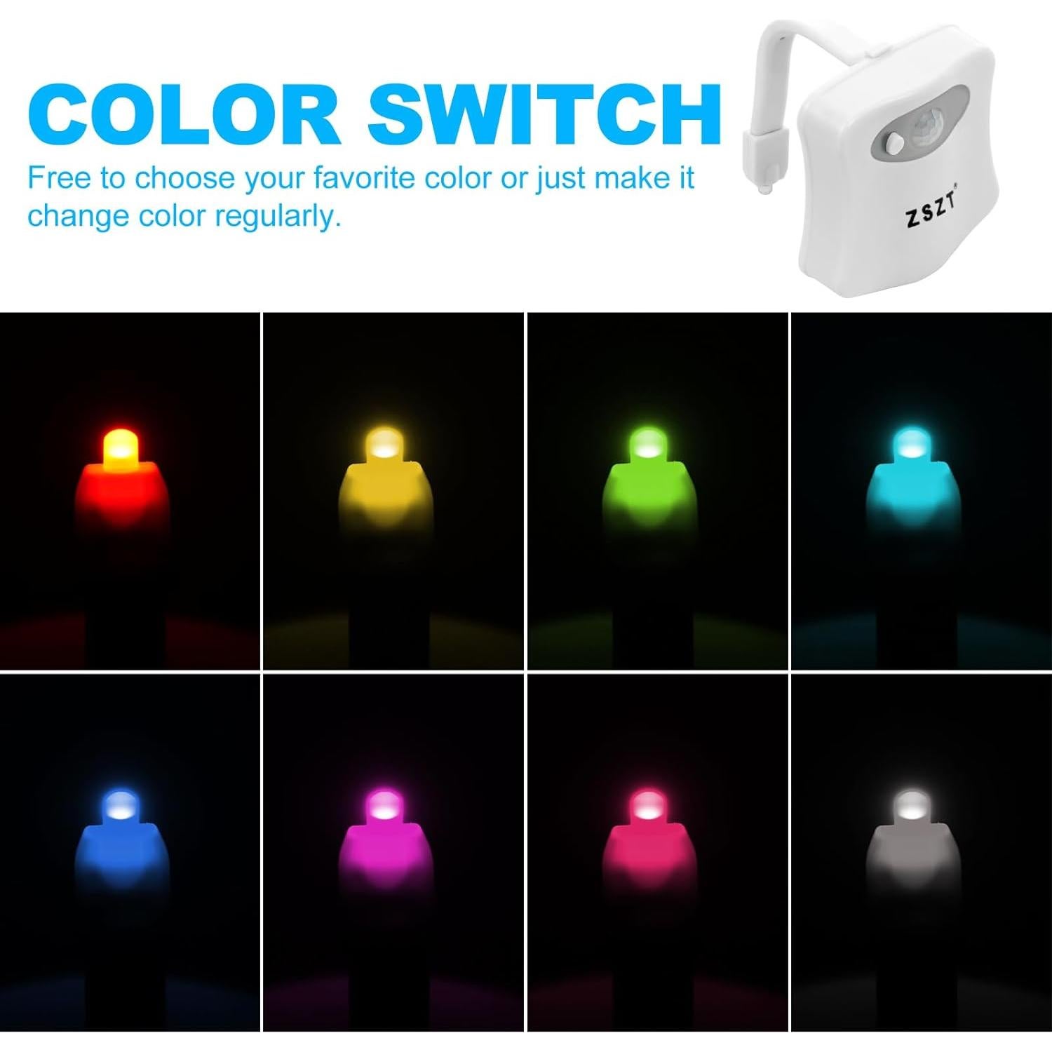 Luz Nocturna para Inodoro ZSZT 8 Colores con Sensor de Movimiento