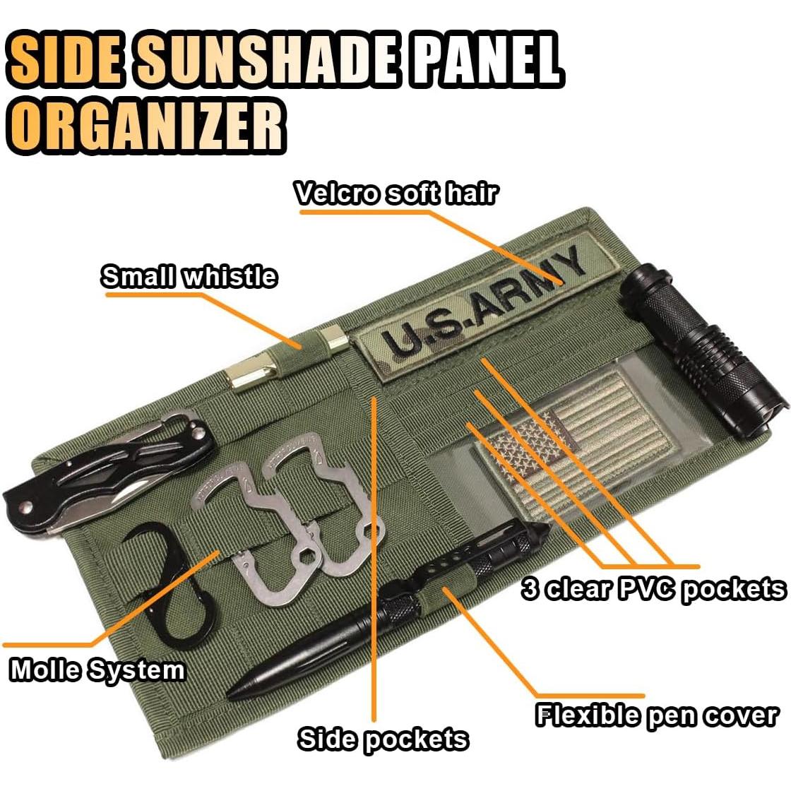 Organizador Táctico de Visera del Coche GLSOWEE Nylon Verde Militar