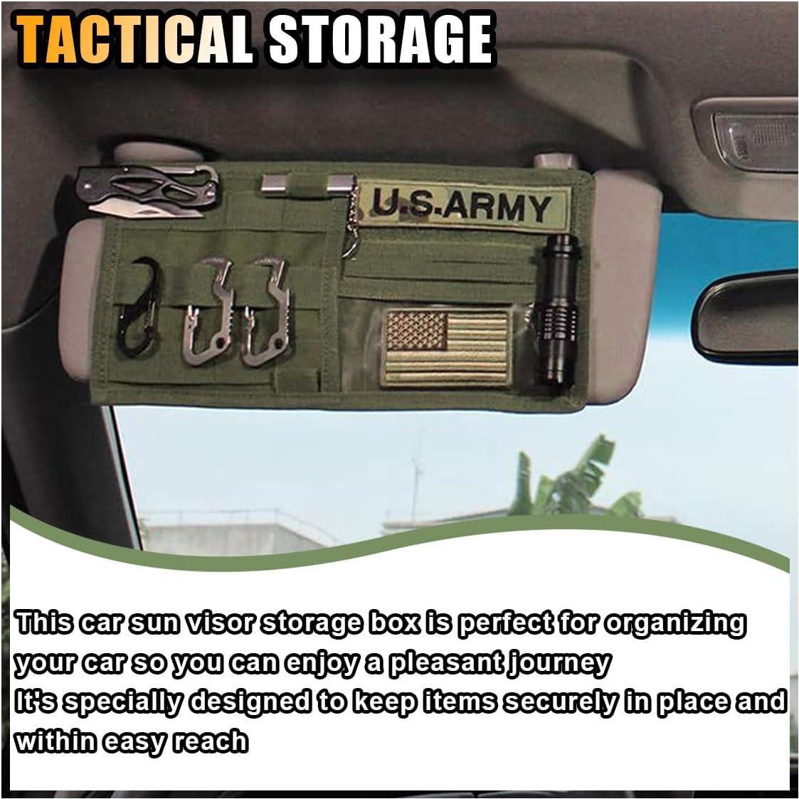 Organizador Táctico de Visera del Coche GLSOWEE Nylon Verde Militar