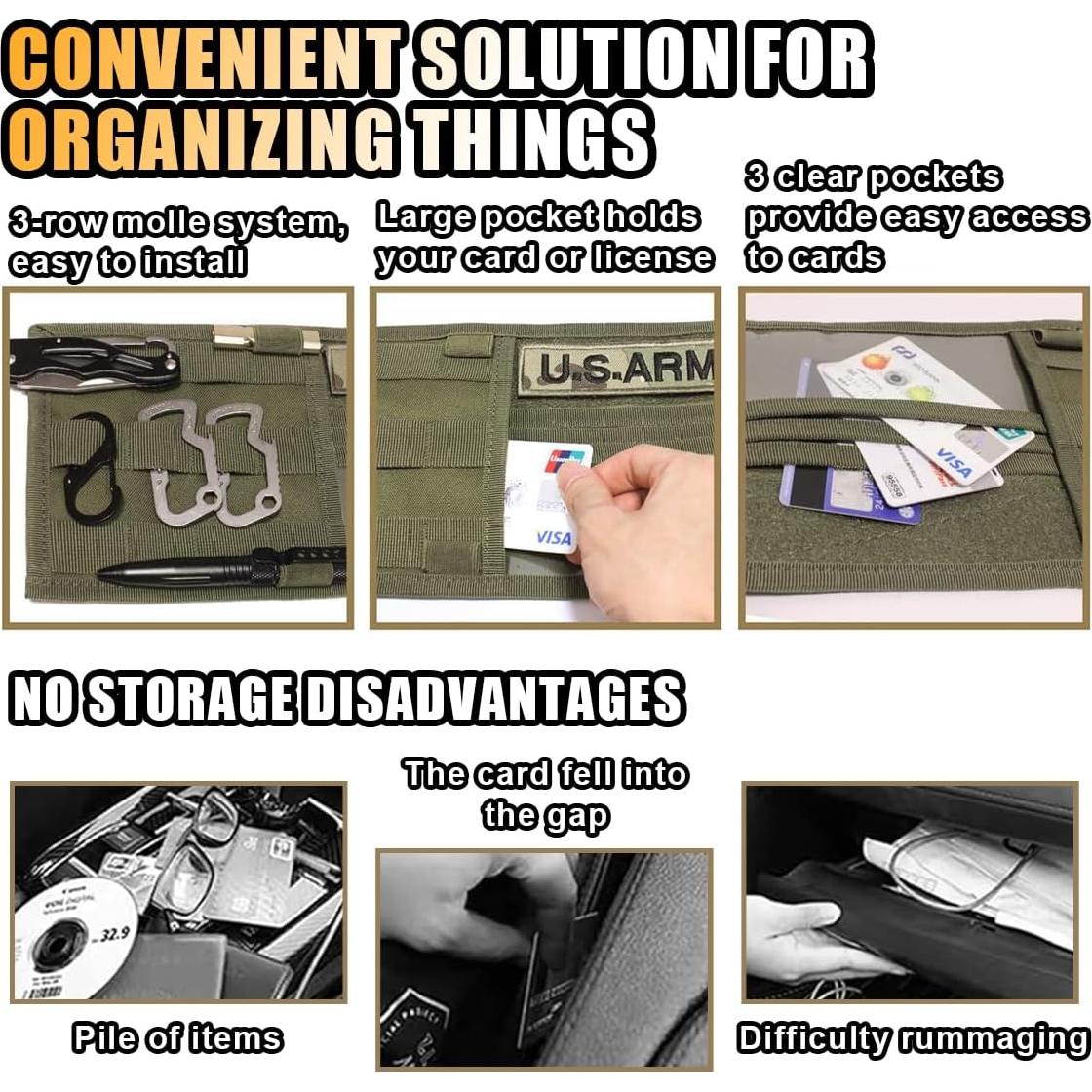 Organizador Táctico de Visera del Coche GLSOWEE Nylon Verde Militar