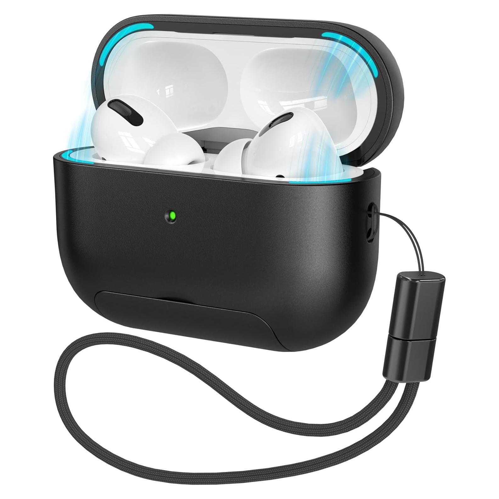 Funda para AirPods Pro 2da/1ra Gen MHYALUDO Negra con Soporte