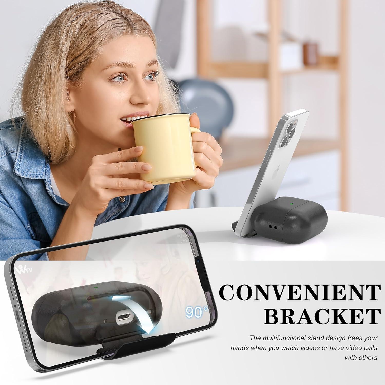 Funda para AirPods Pro 2da/1ra Gen MHYALUDO Negra con Soporte