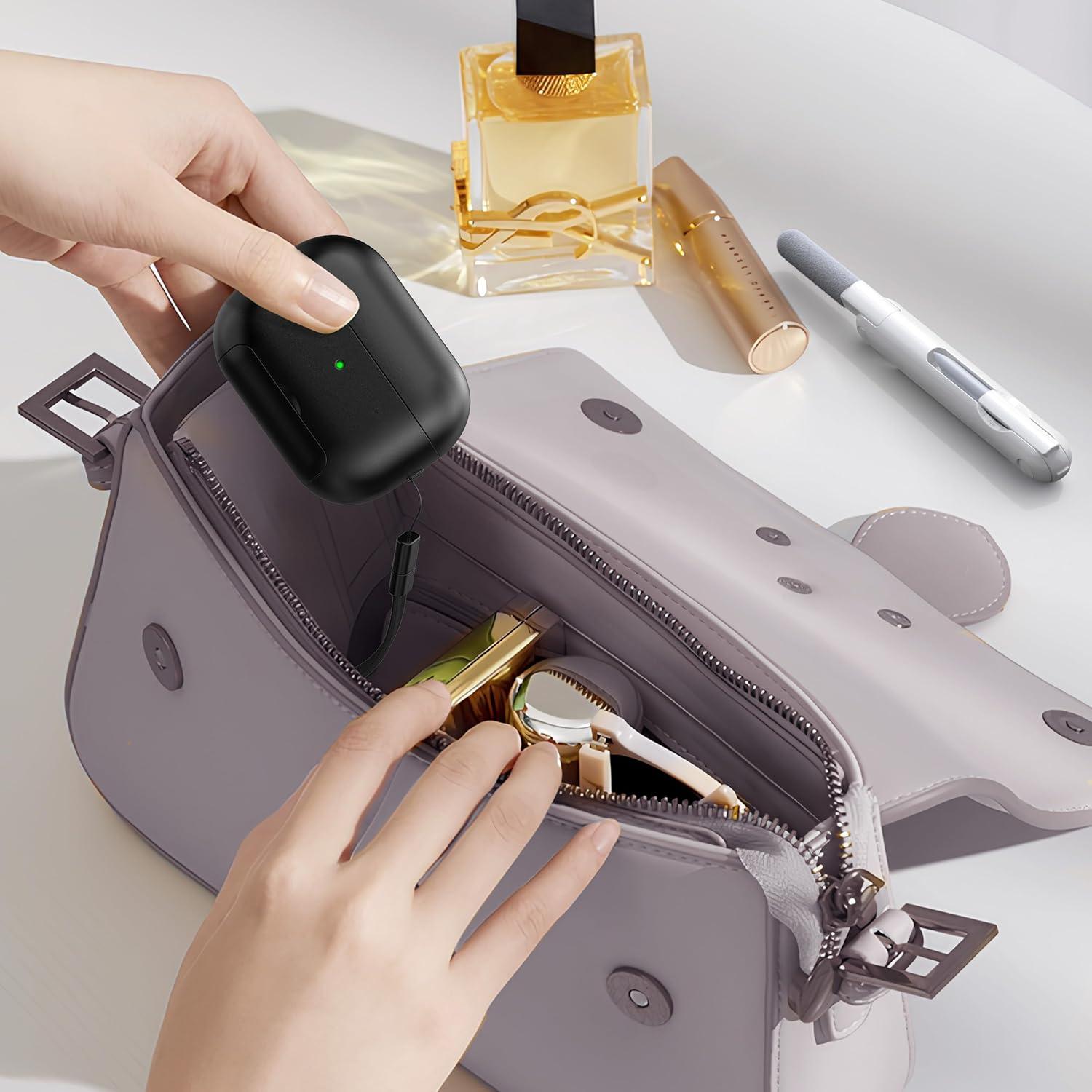 Funda para AirPods Pro 2da/1ra Gen MHYALUDO Negra con Soporte